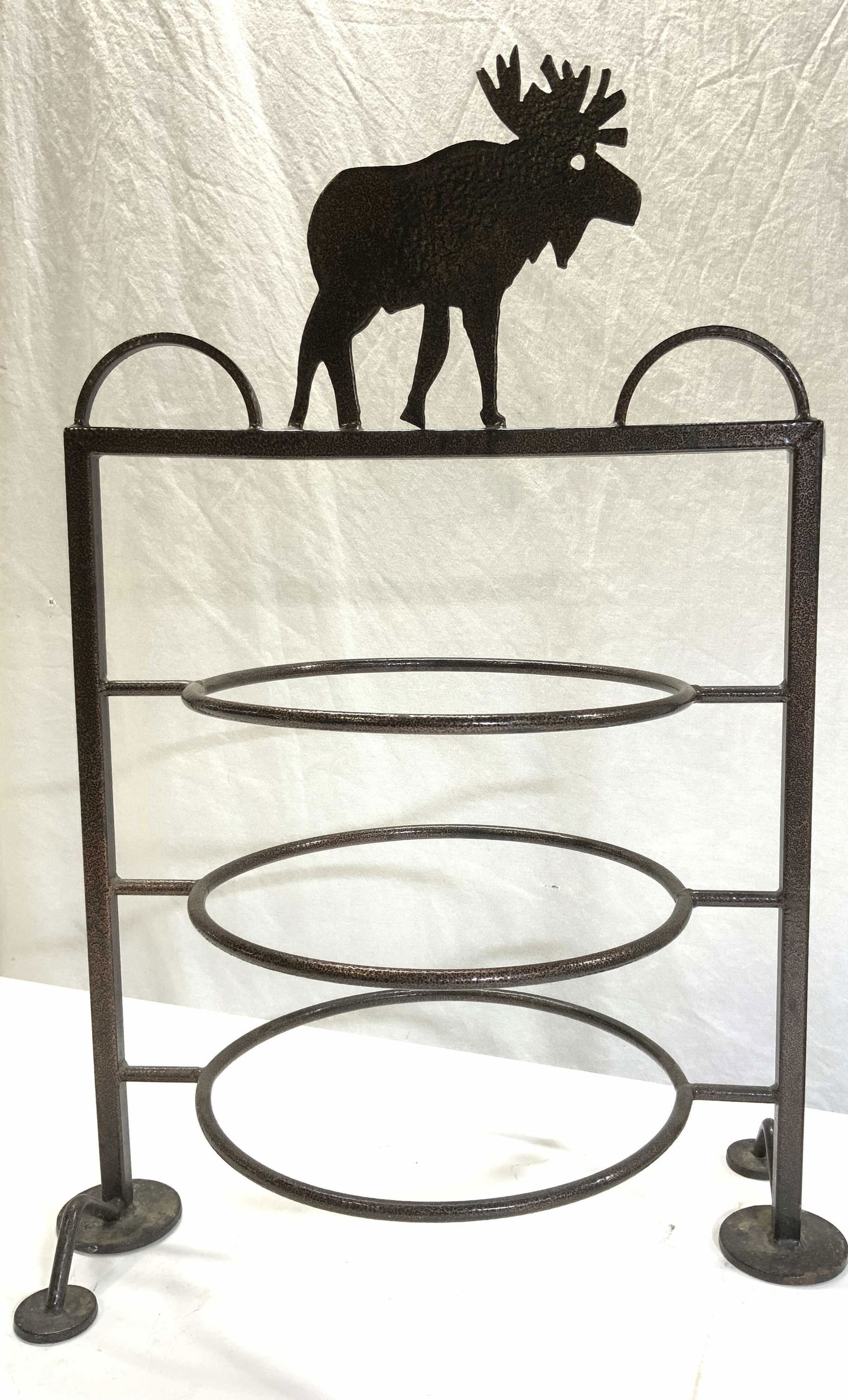 Coated Iron 3 Pie Rack with Moose Figural (1 of 6)