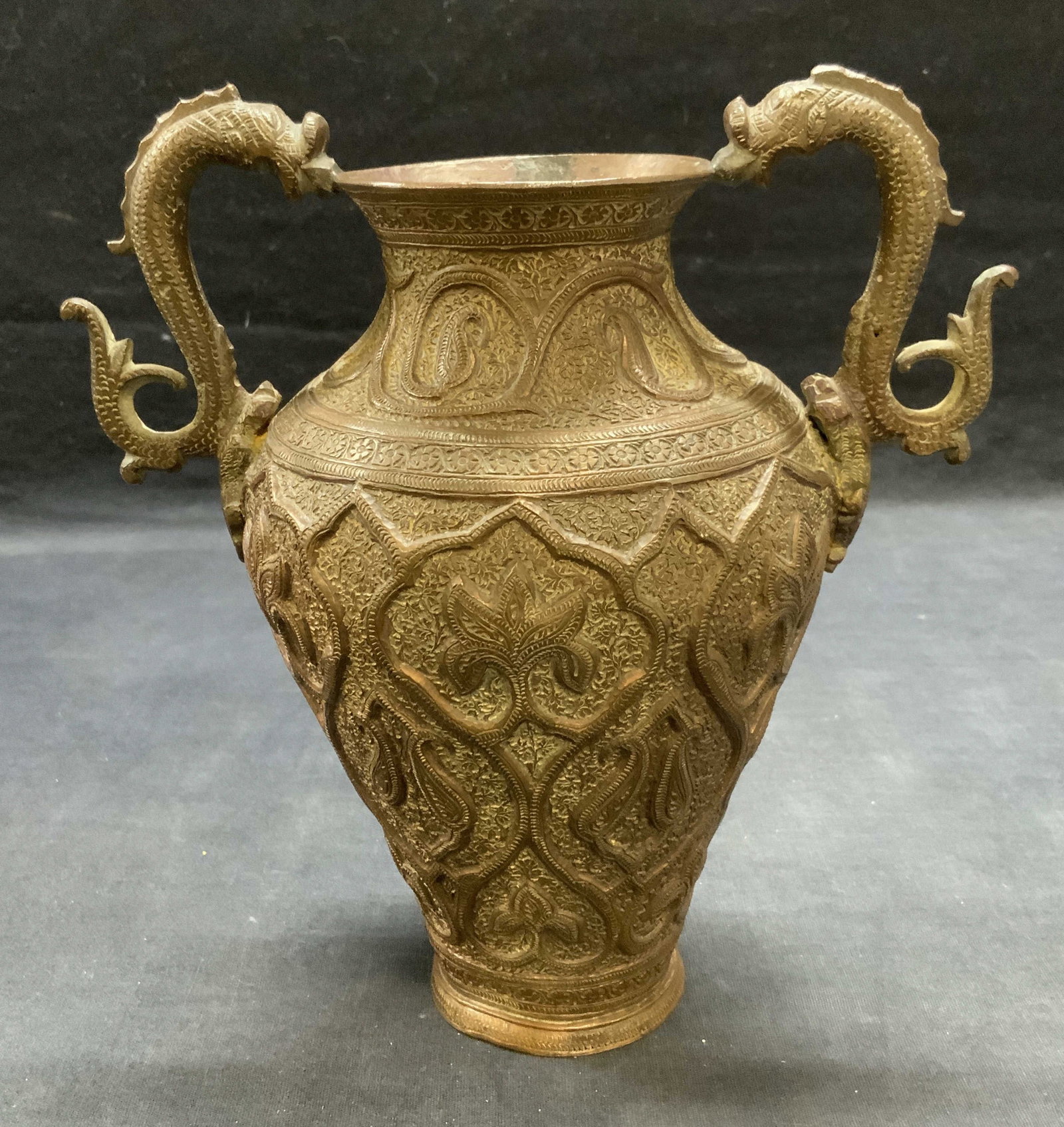 Vintage Paisley Motif Bronze Urn Vase (1 of 6)