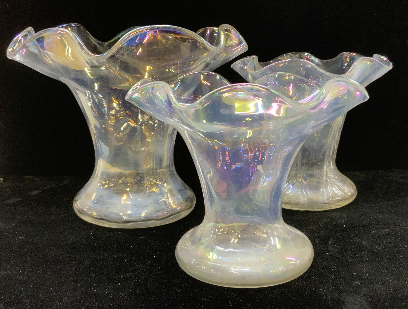 Iridescent Handkerchief Glass Vases, 3 (1 of 6)