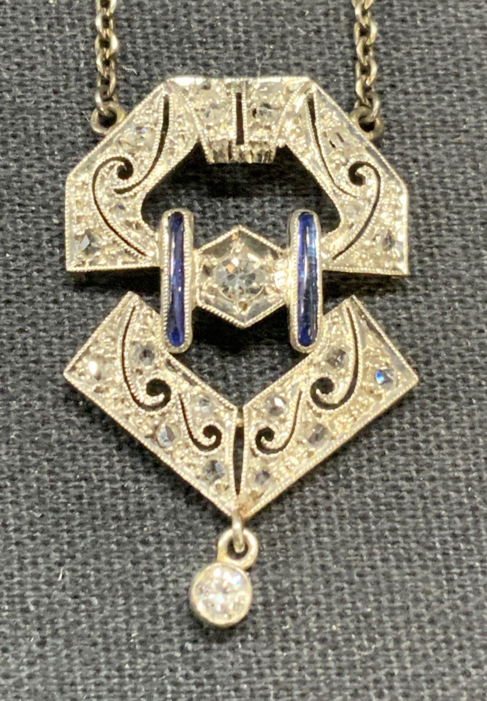 Vintage Sterling Silver & Diamond Necklace (1 of 7)