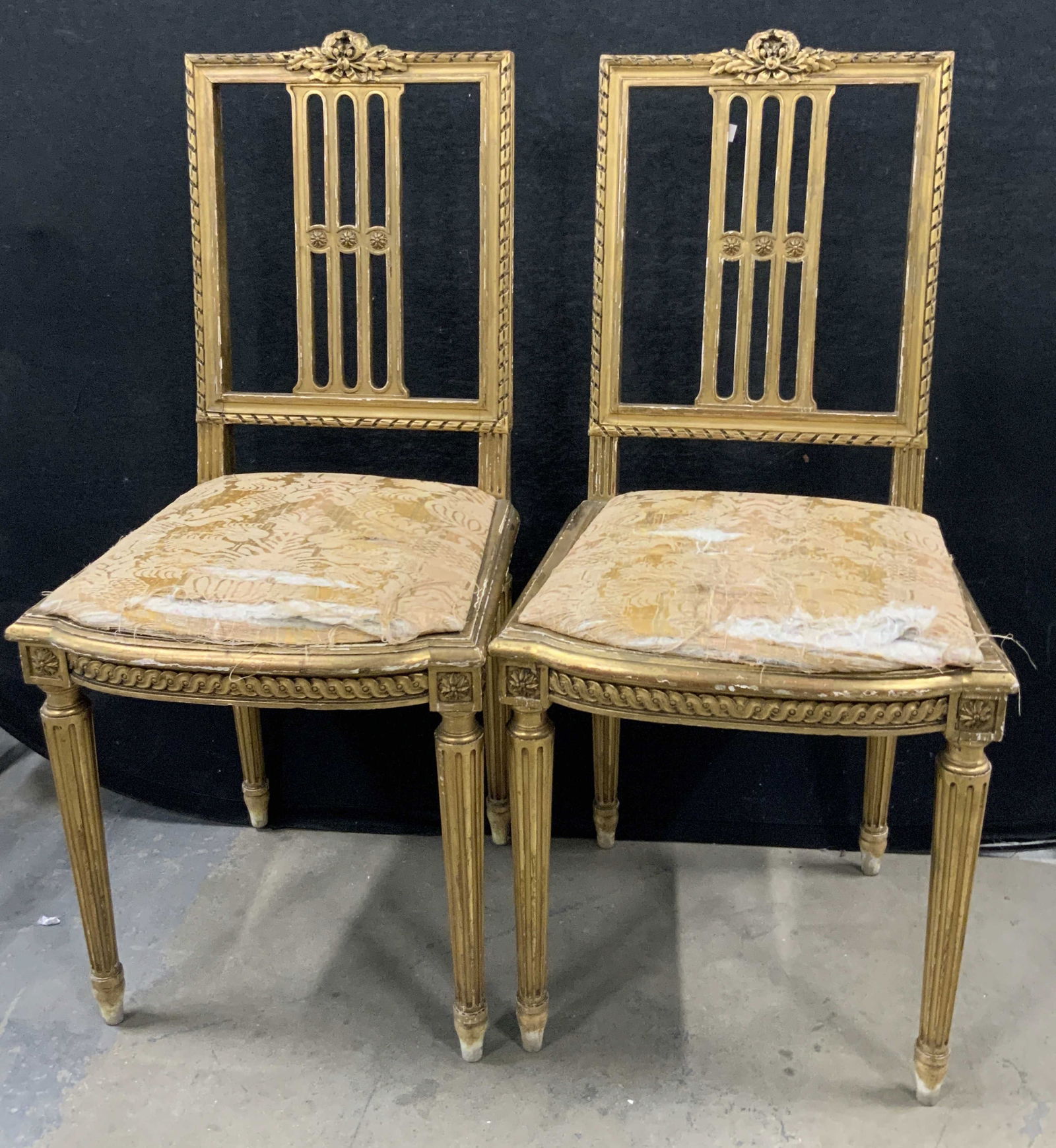 Pr Louis XVI Style Gilt Wooden Side Chairs (1 of 11)
