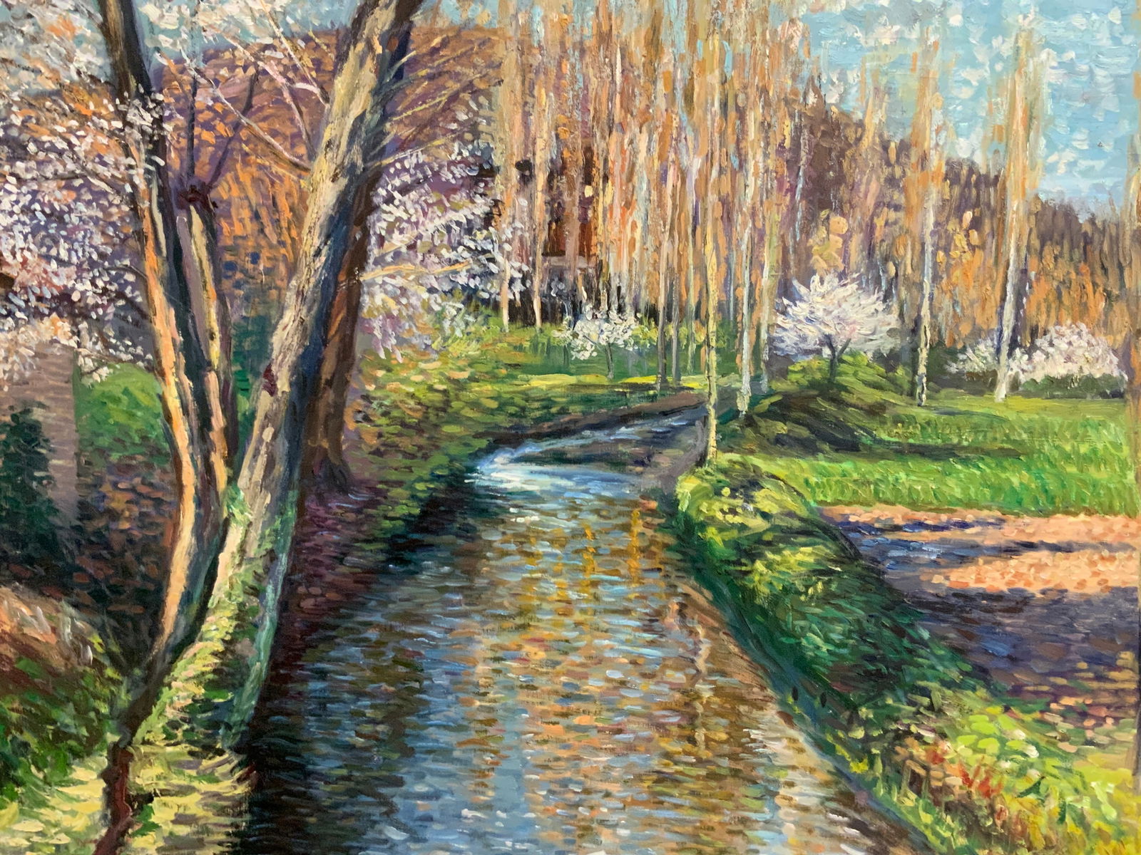 Sgd Lake Landscape Oil Painting On Canvas (1 of 7)