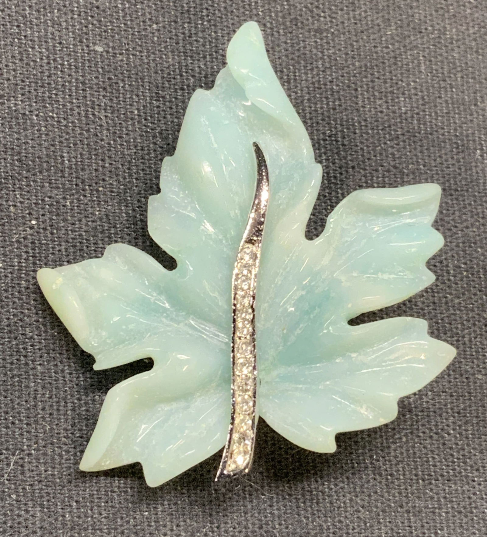 Vintage Judith Leiber Blue Crystal Leaf Brooch (1 of 7)