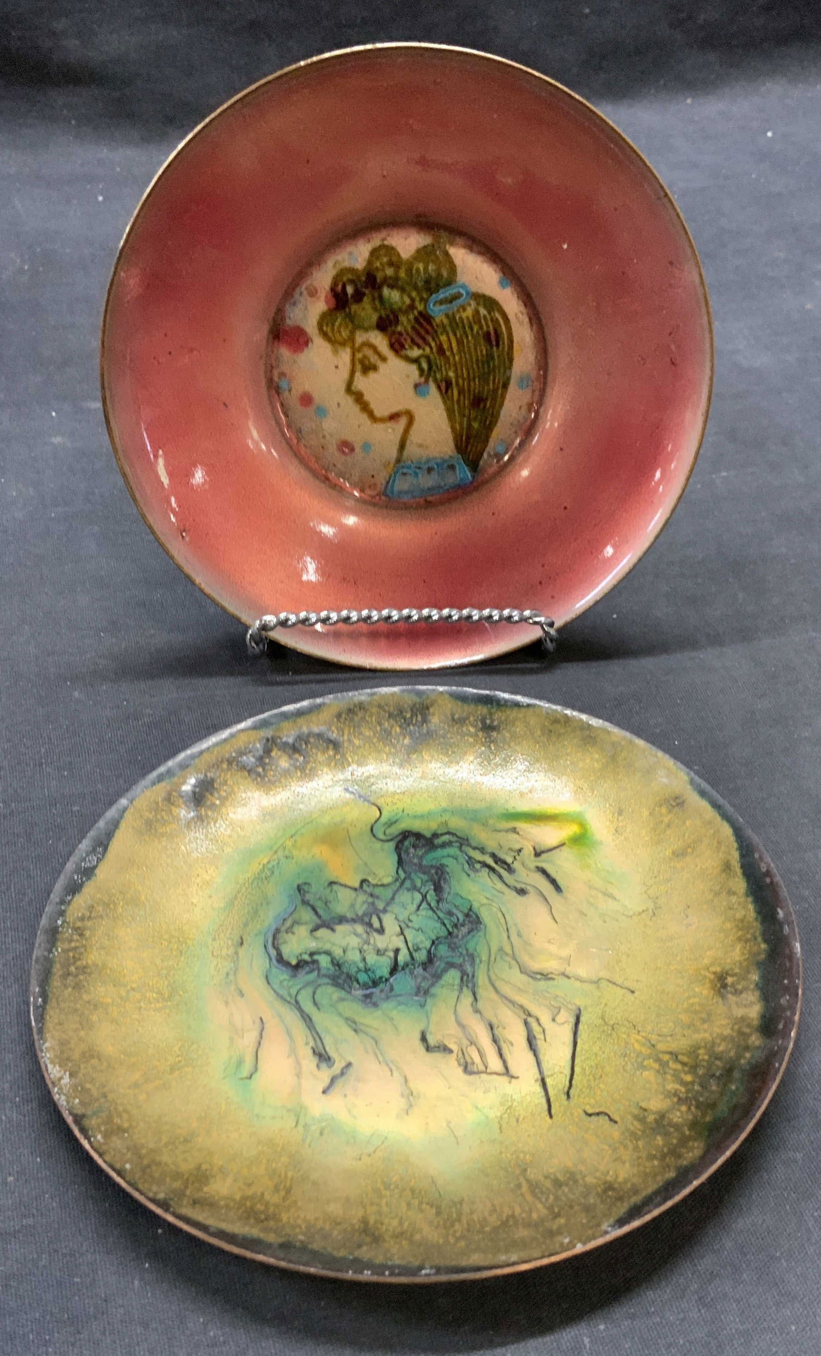 Lot 2 Doris Hall Enameled Figural Plate (1 of 7)