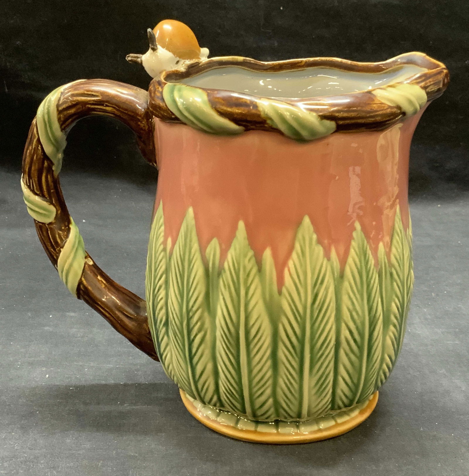 Ceramic Majolica Snail & Leaf Pitcher (1 of 6)