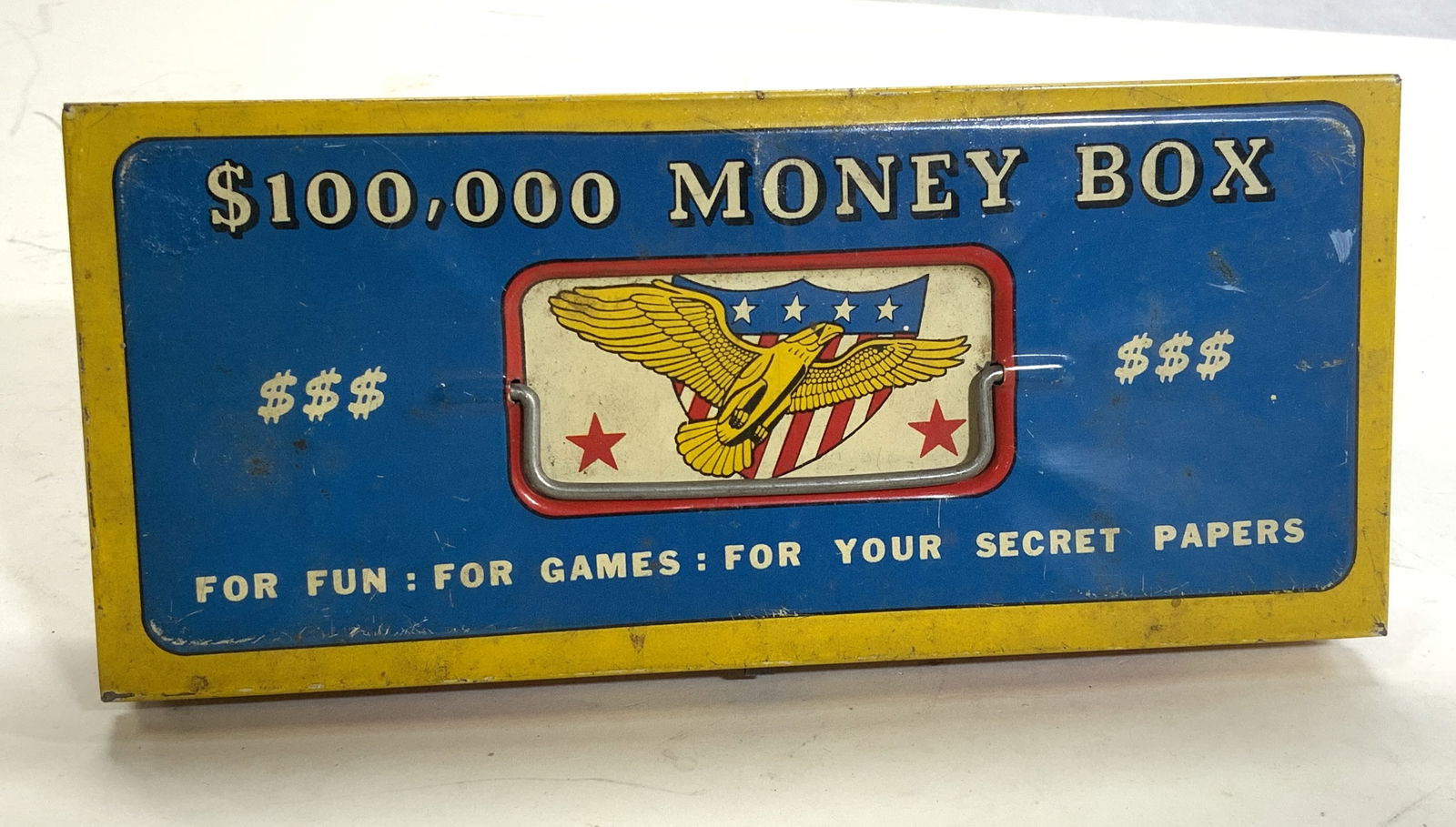 Vintage Hinged Toleware $100,000 Money Box (1 of 7)