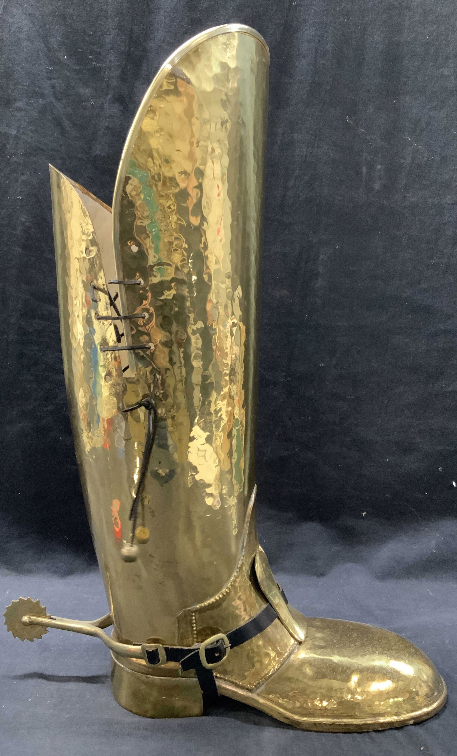 Lombard 23 Inch Hammered Brass Cow Boy Boot (1 of 11)