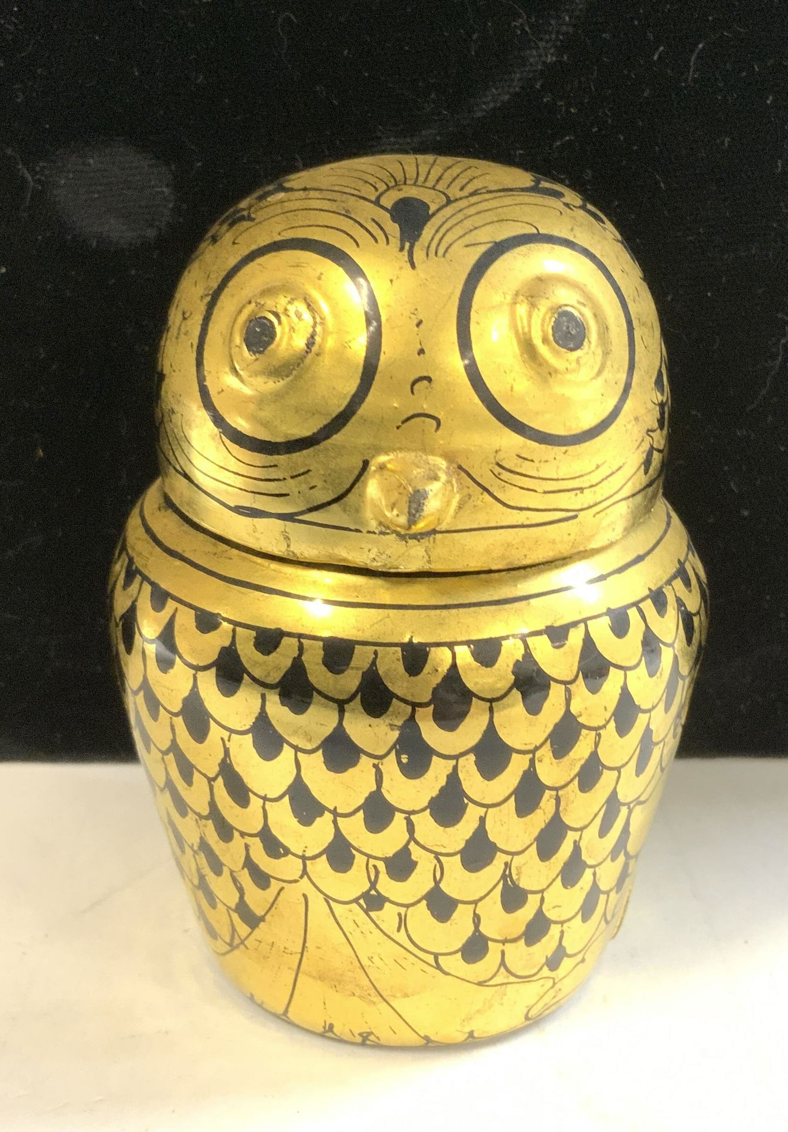 Lacquered Wood Owl Trinket Box (1 of 6)