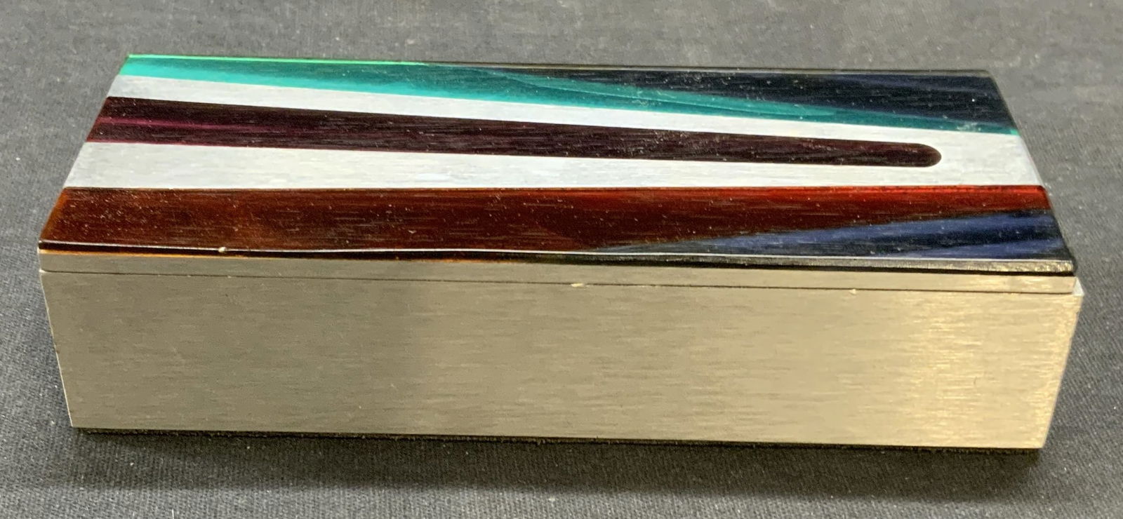 Handmade Silver Tone Metal Inlaid Trinket Box (1 of 7)