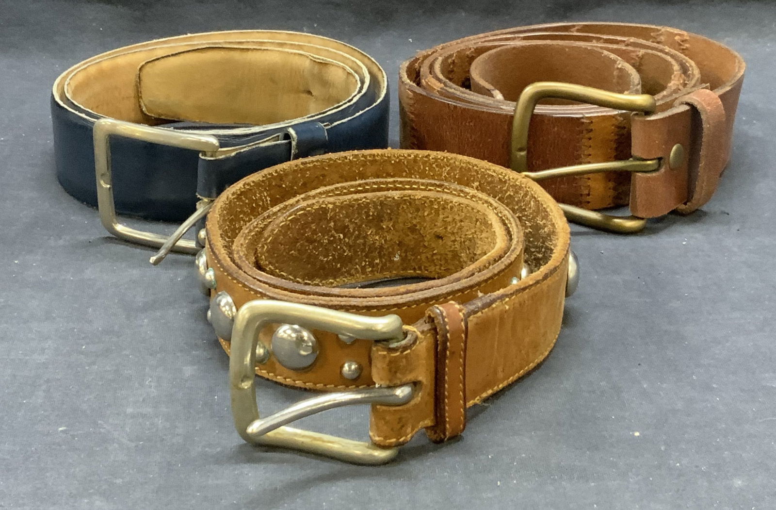 Lot 3 Brown & Blue Leather Belts (1 of 6)