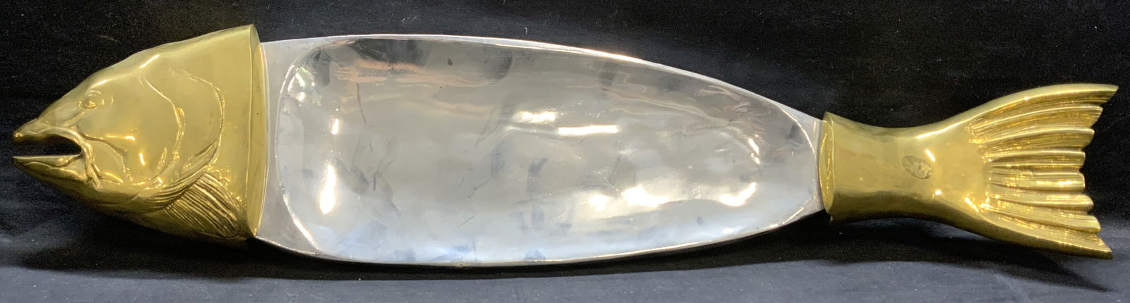 XL Silver & Gold Tone Fish Motif Platter, 32.5 In (1 of 6)