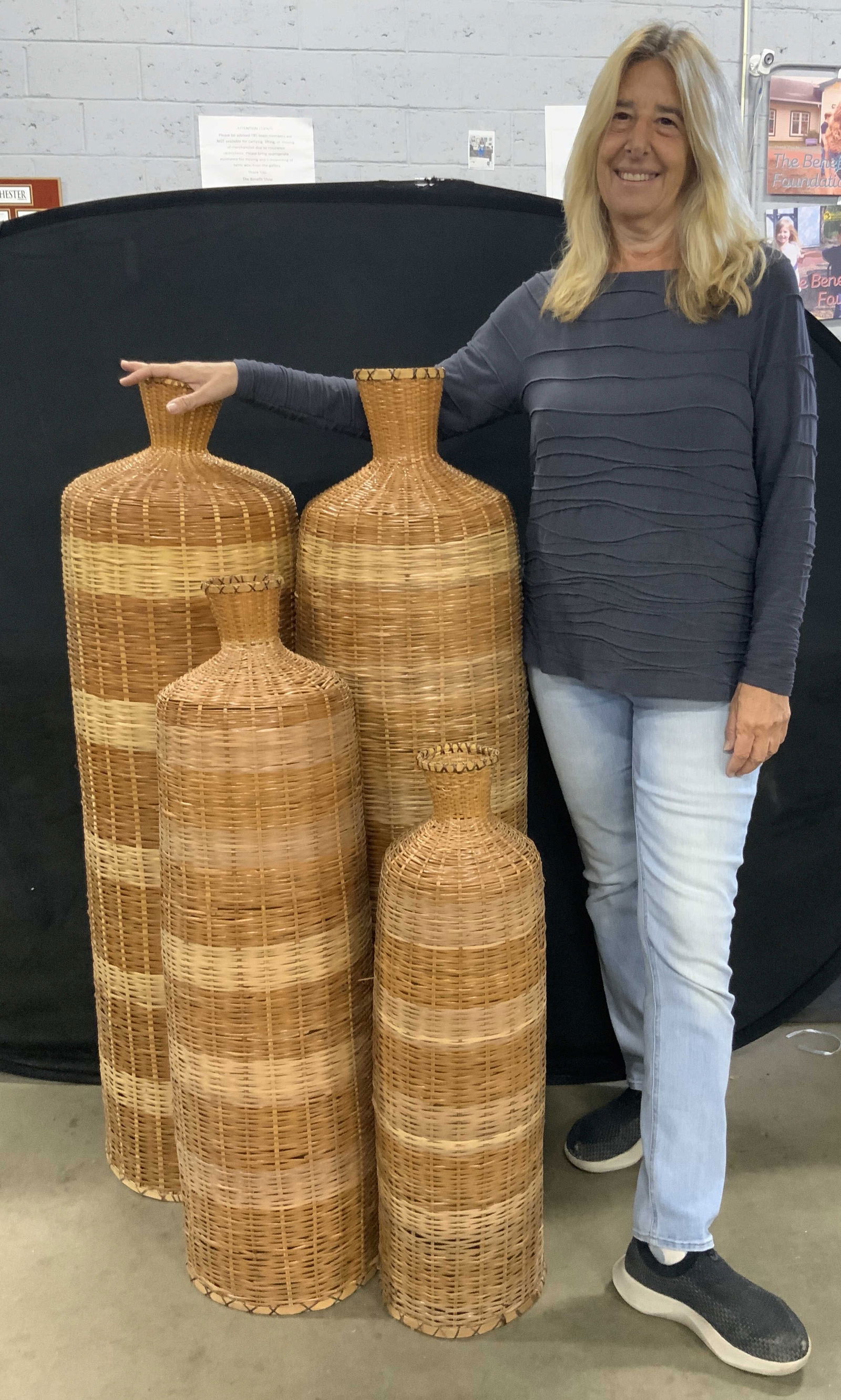 Set 4 Handmade Wicker Bottle Baskets, 4ft Ht (1 of 10)