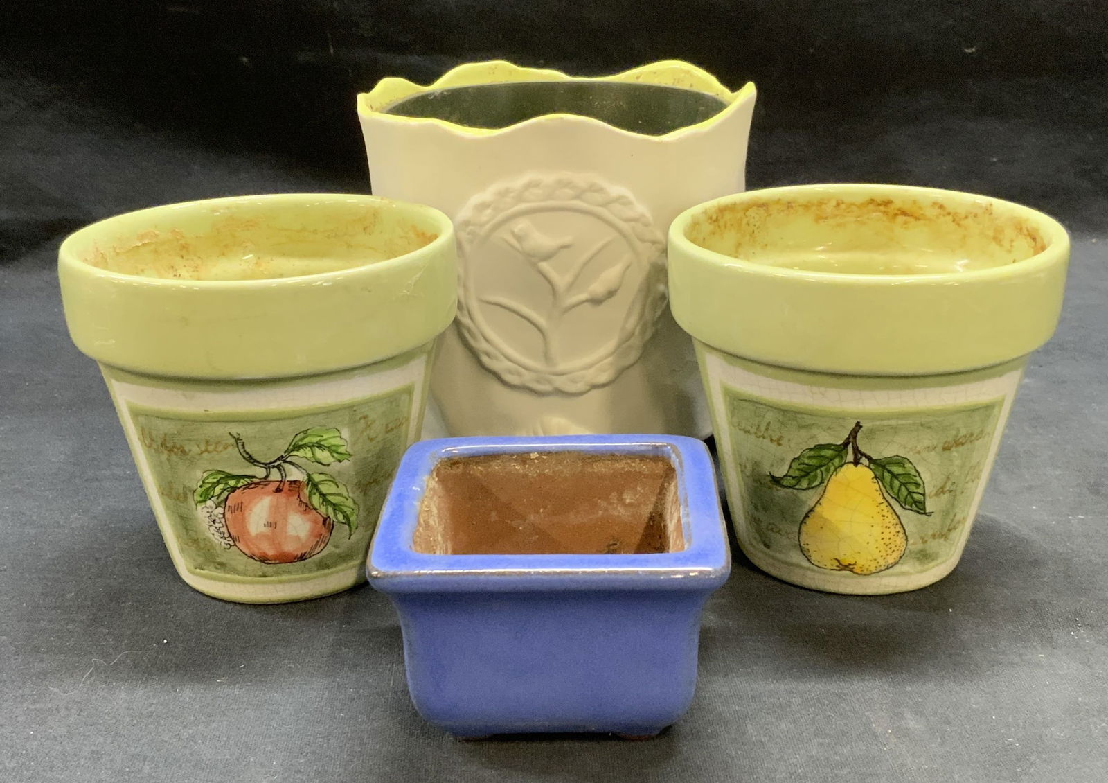 Lot 4 White, Green, Blue Ceramic Planters (1 of 10)