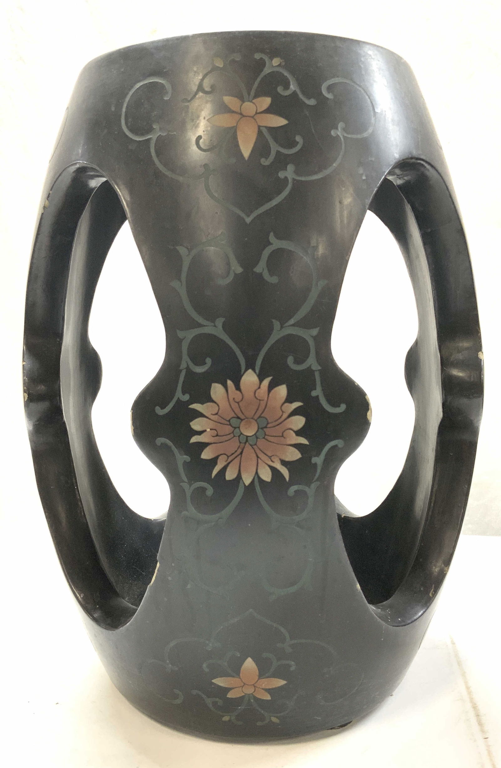 Asian Lacquered Wood Garden Stool, 16.5 in. (1 of 7)