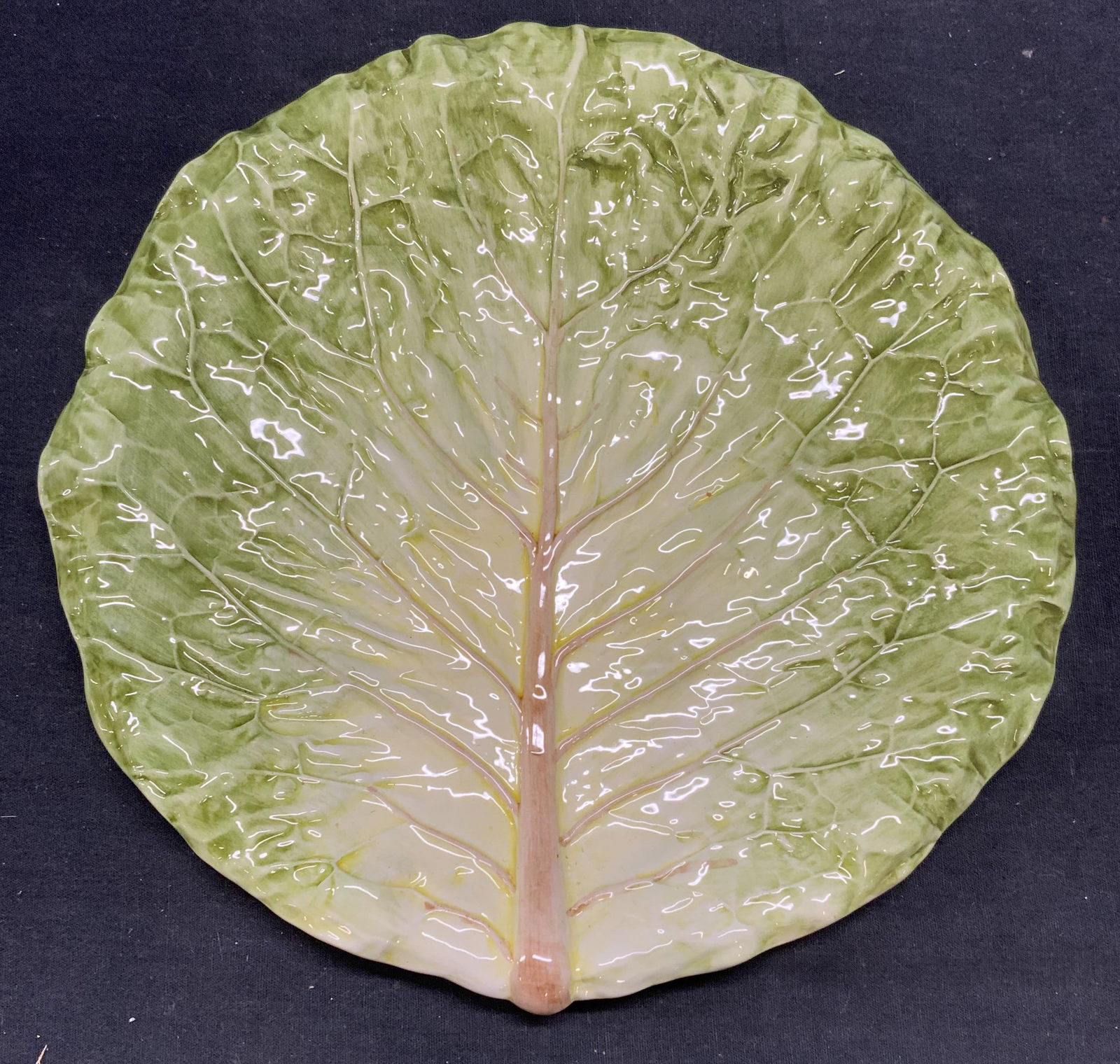 Vintage Majolica Ceramic Cabbage Plate, Italy (1 of 6)