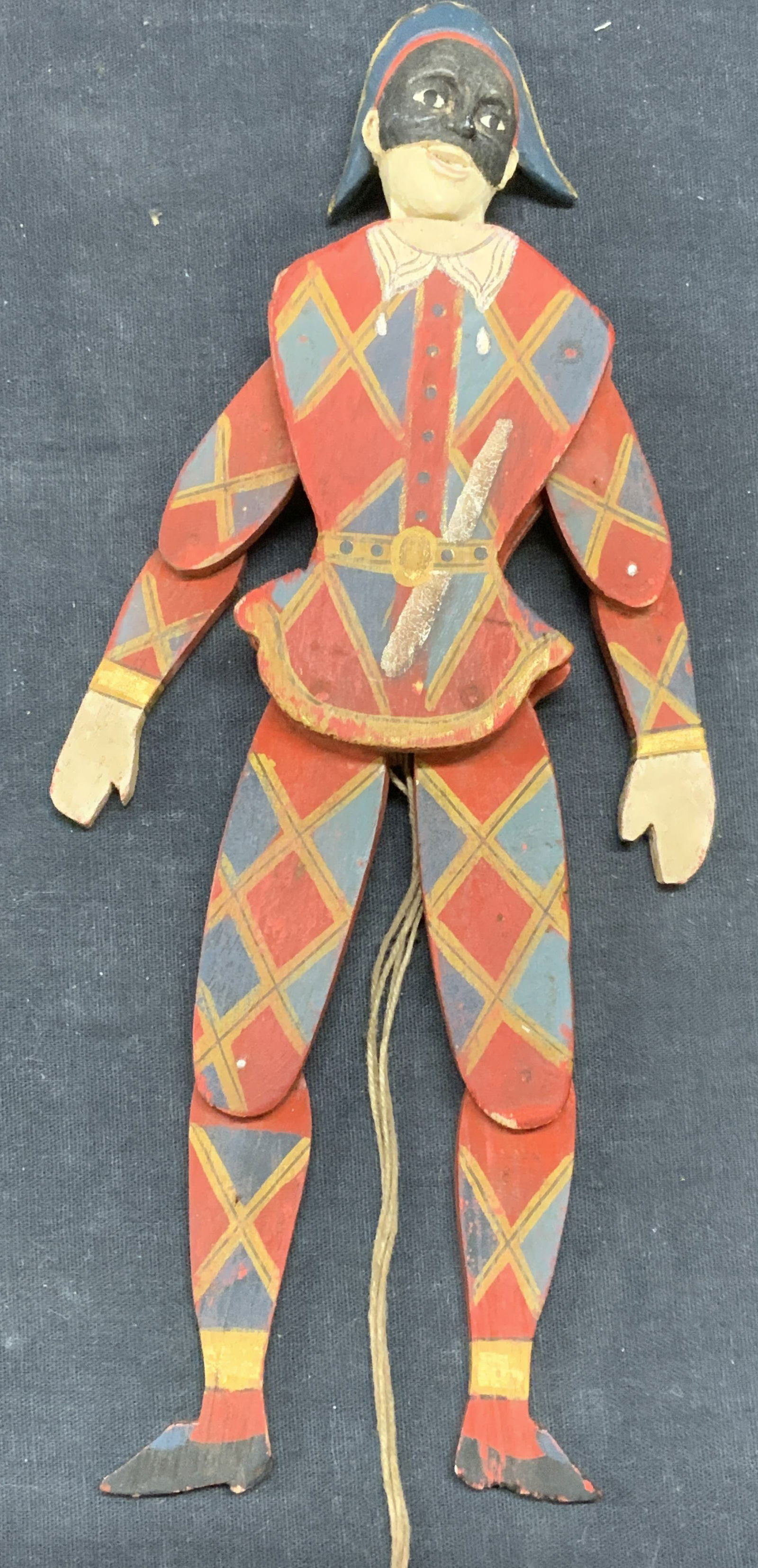 Vintage Painted Wood Harlequin Clown Puppet (1 of 8)