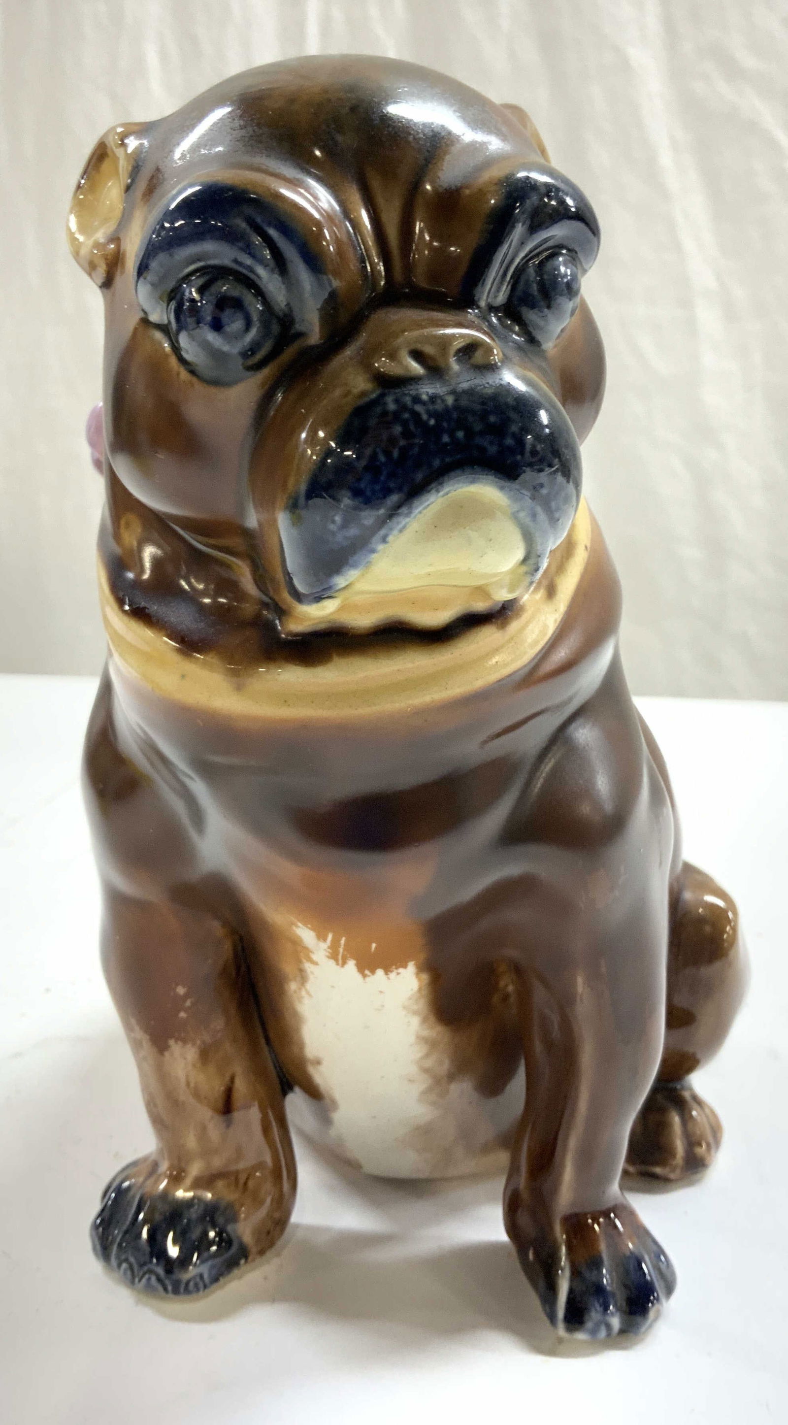 Antique Majolica Ceramic Pug Figural (1 of 8)