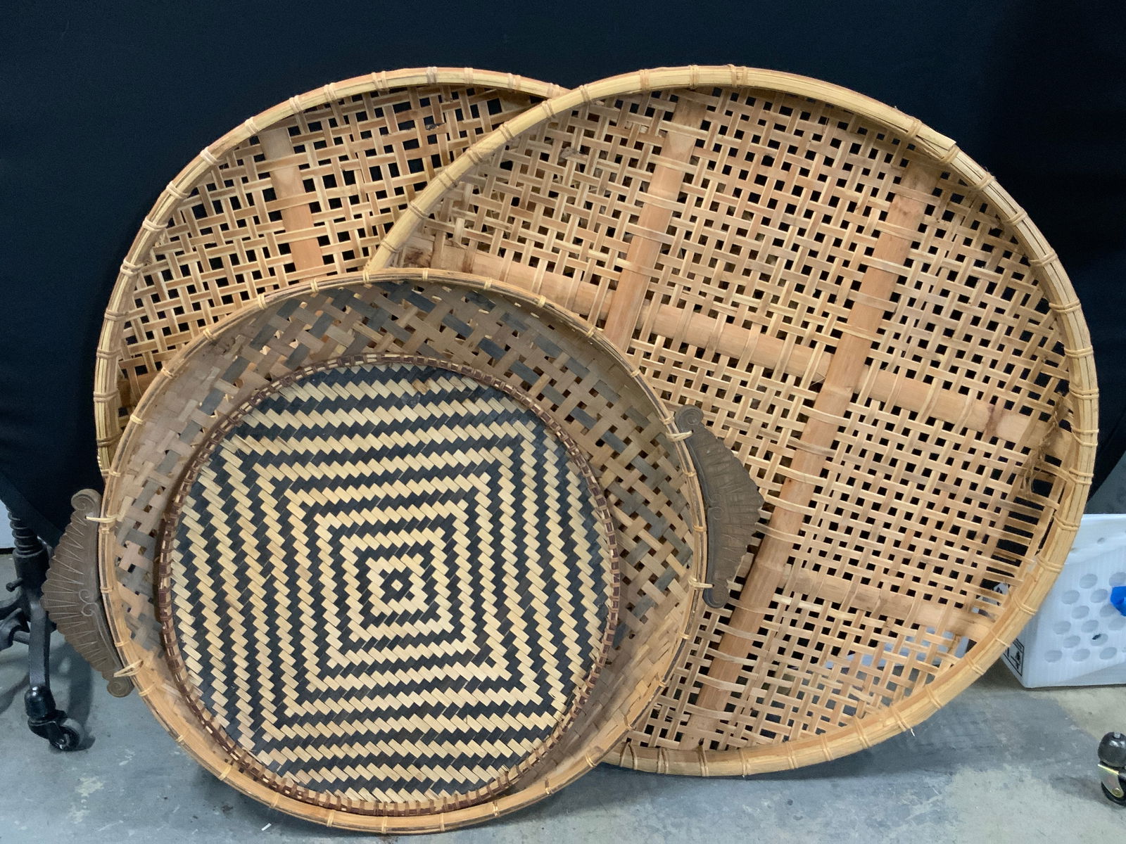 Lot 4 XL Woven Bamboo & Rattan Trays (1 of 13)