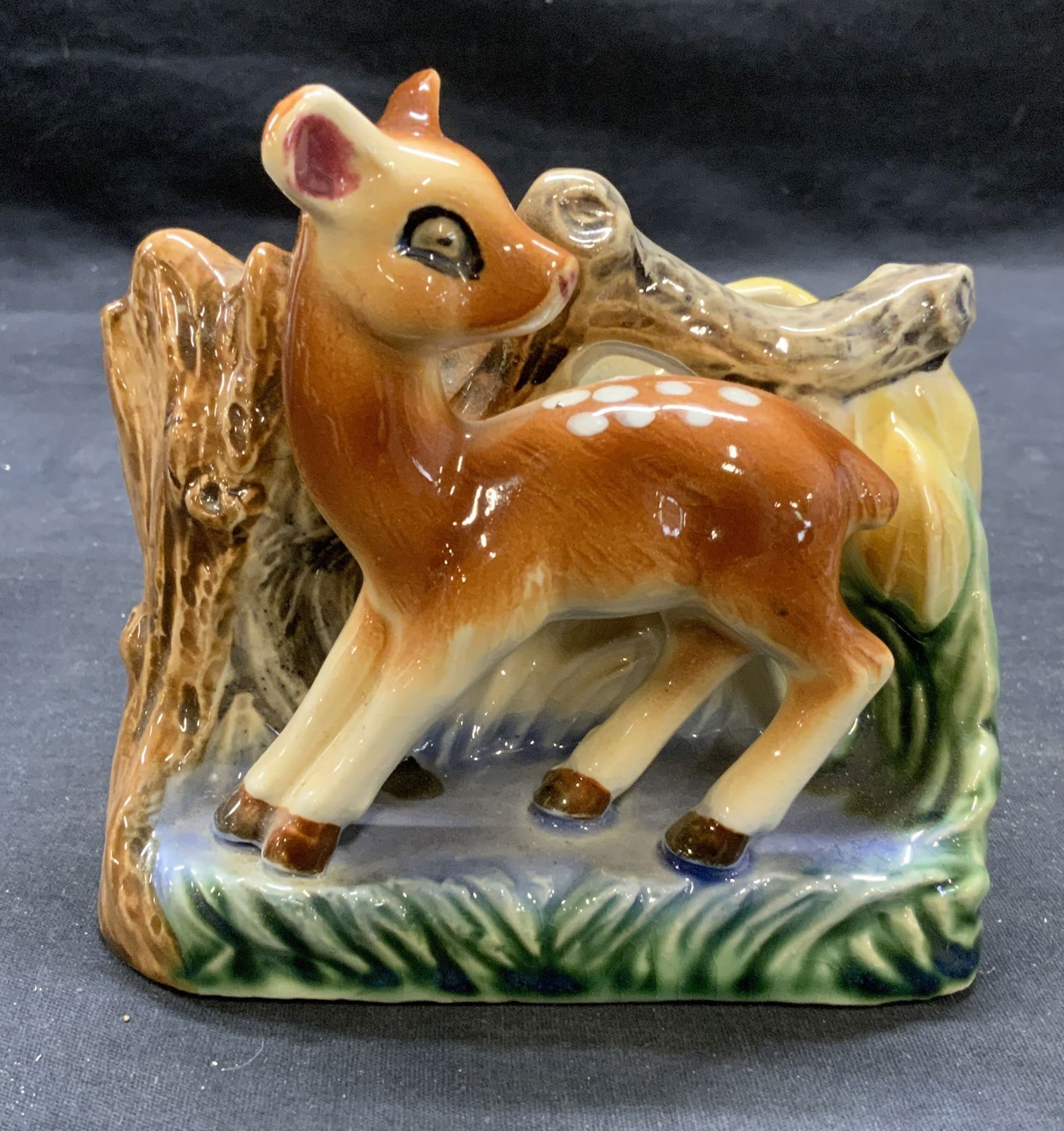 Vintage Ceramic Deer & Forrest Planter, Japan (1 of 6)