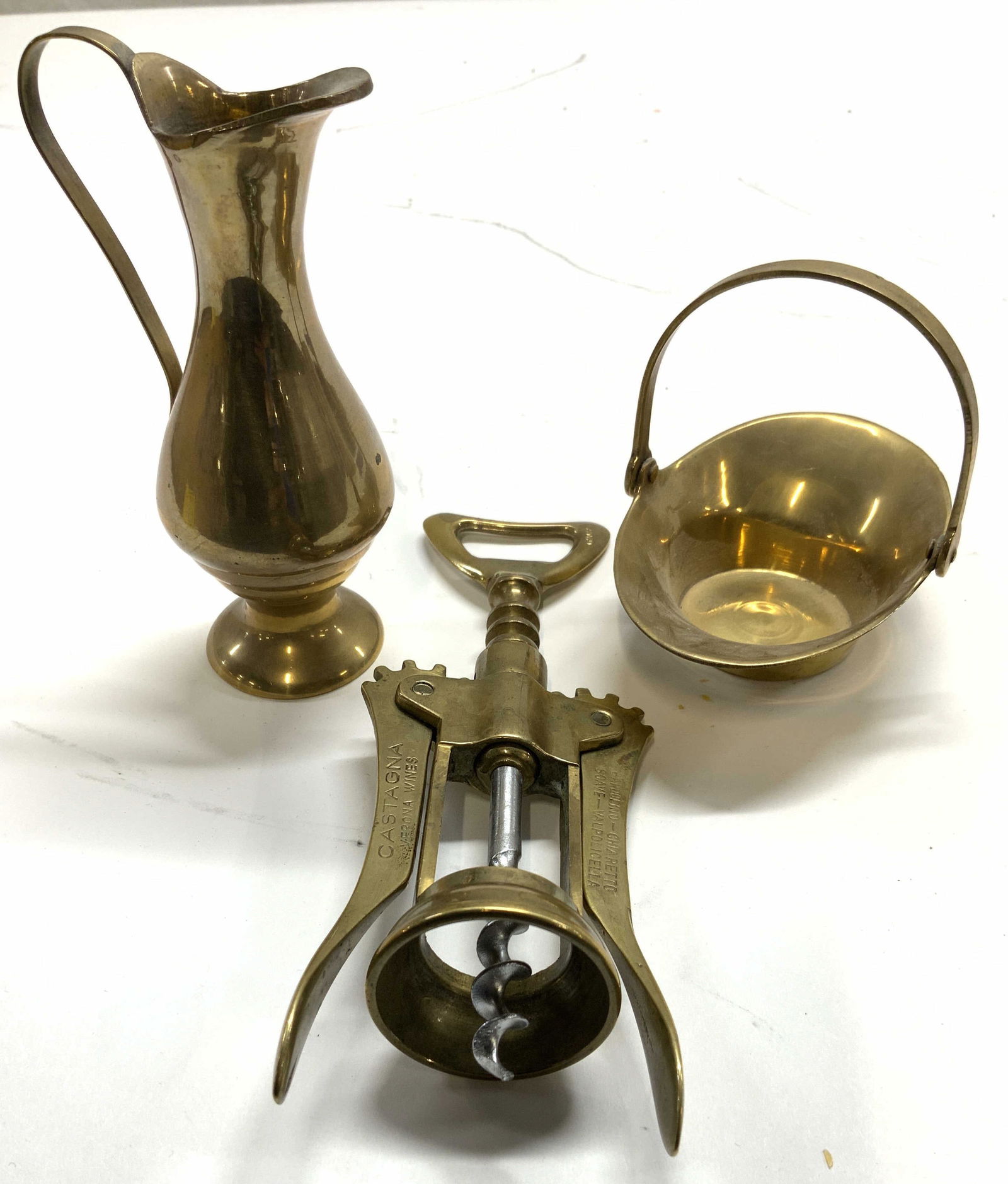 Lot 3 Vtg Brass Tabletop Accs & Corkscrew Italy+ (1 of 7)