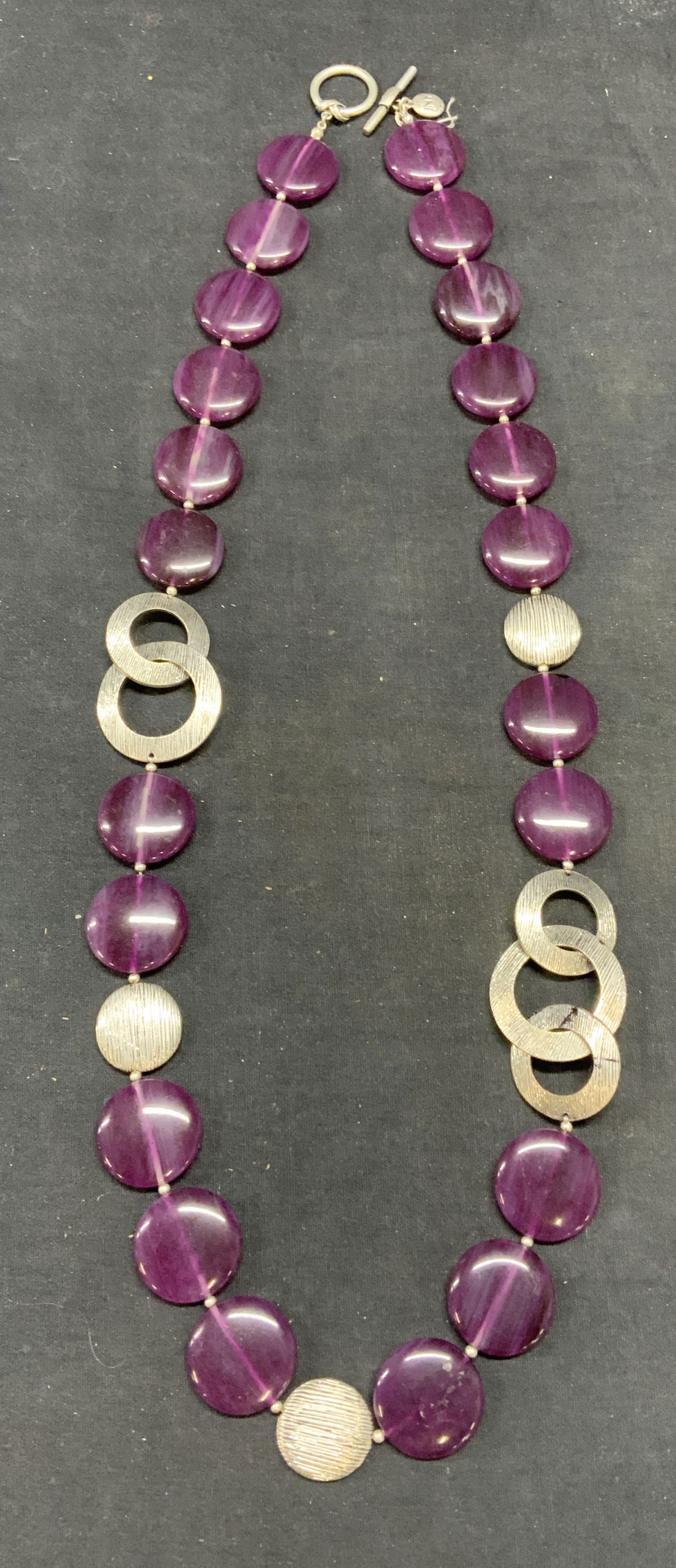 Jones New York Silver Tn Purple Beaded Necklace (1 of 7)