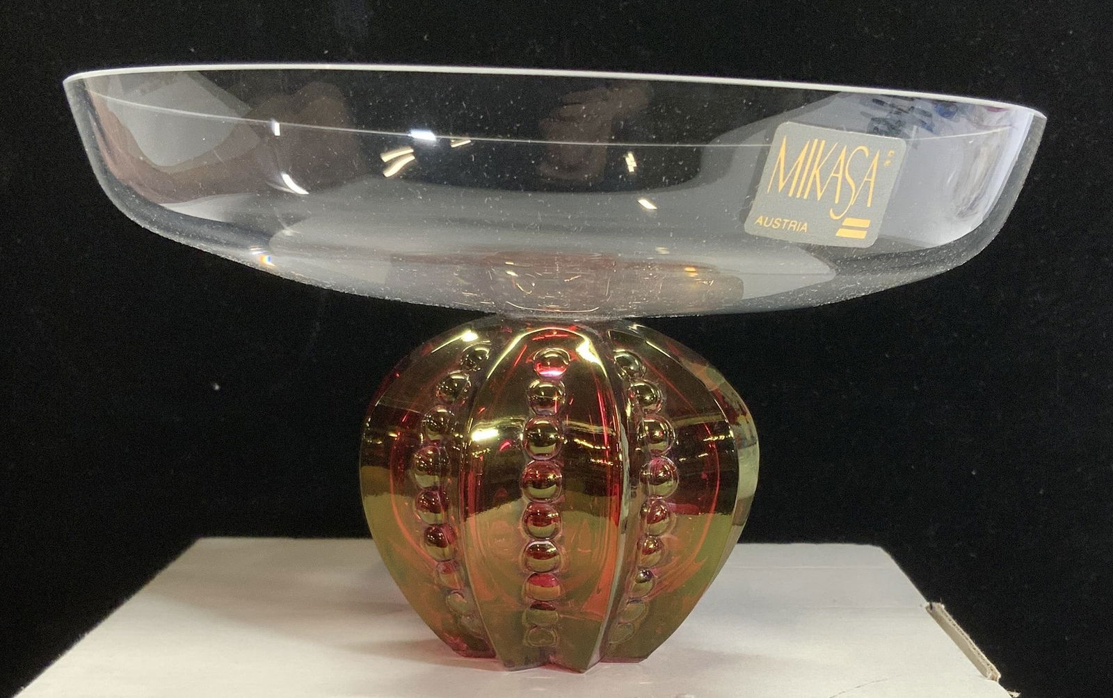 MIKASA Royal Crown Ruby Crystals Compote, Austria (1 of 6)