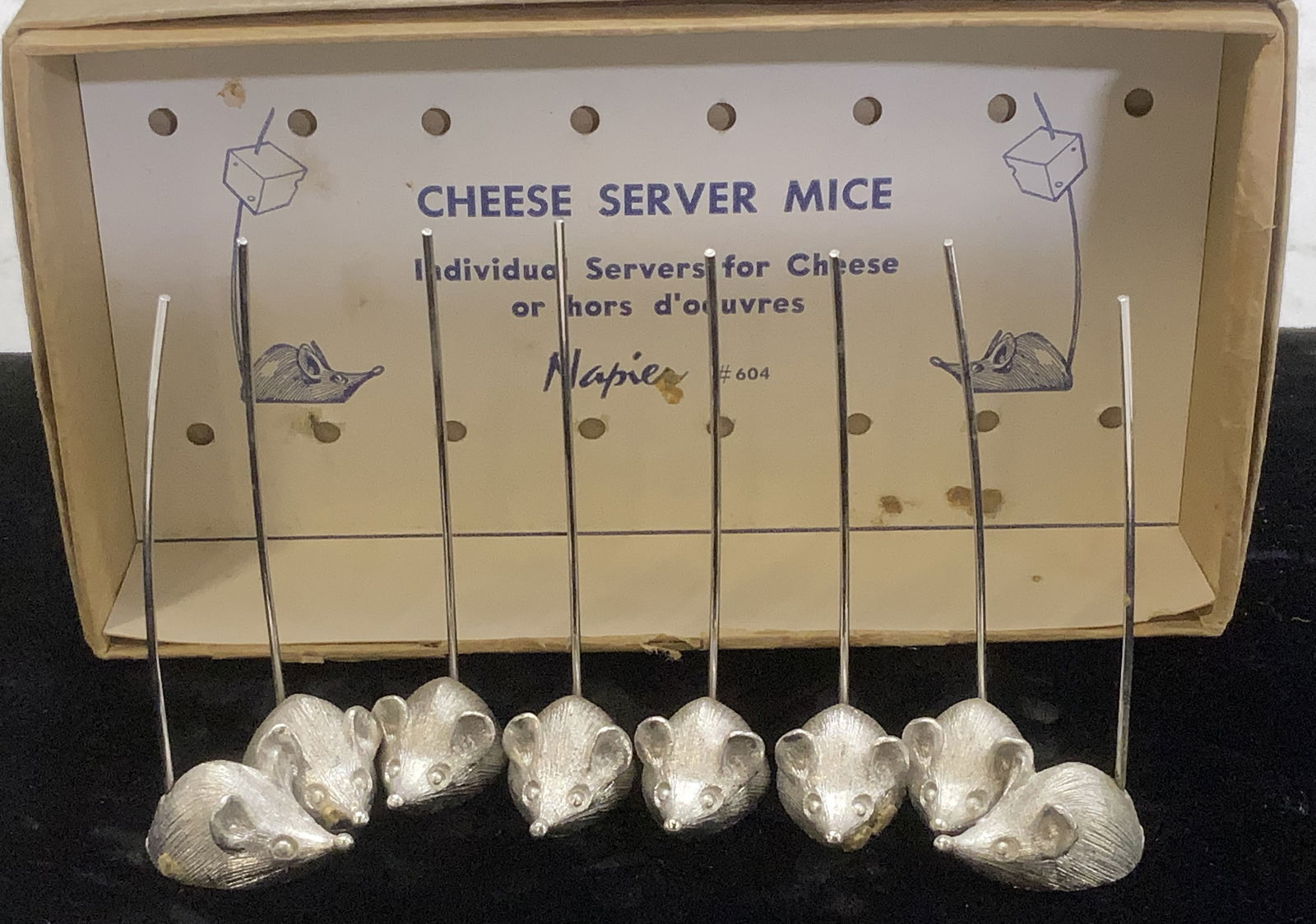 Set 8 NAPIER Metal Mice Cheese Picks (1 of 6)