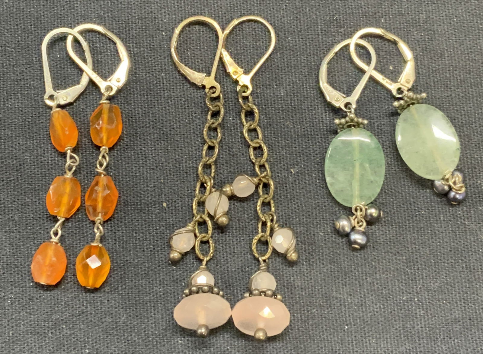 Lot 3 Vintage Gemstone Beaded Earrings (1 of 7)