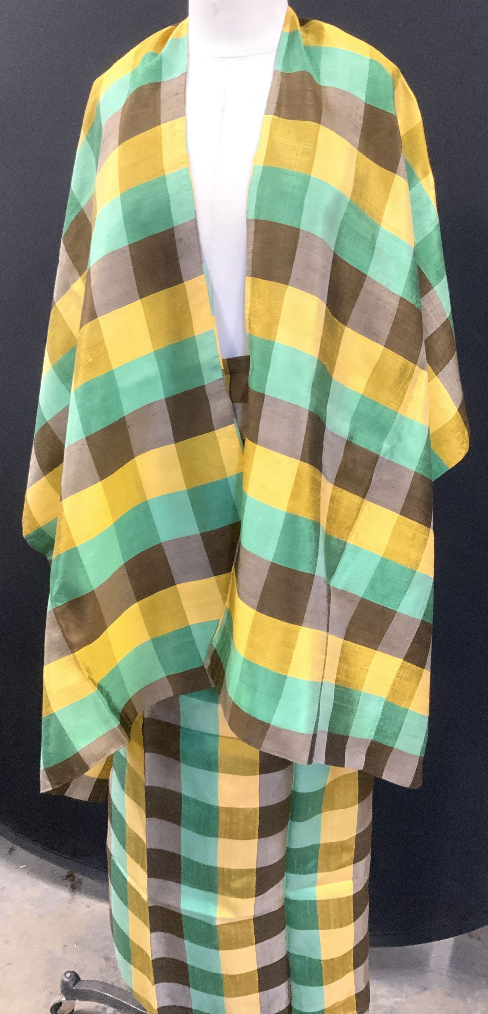 2 Hand Made Silk Plaid Cape and Tie Skirt (1 of 11)