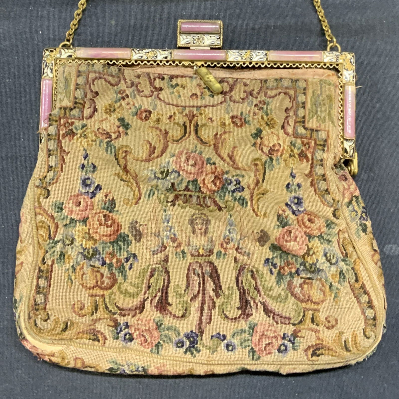 Vintage Woven Tapestry Figural Handbag (1 of 6)