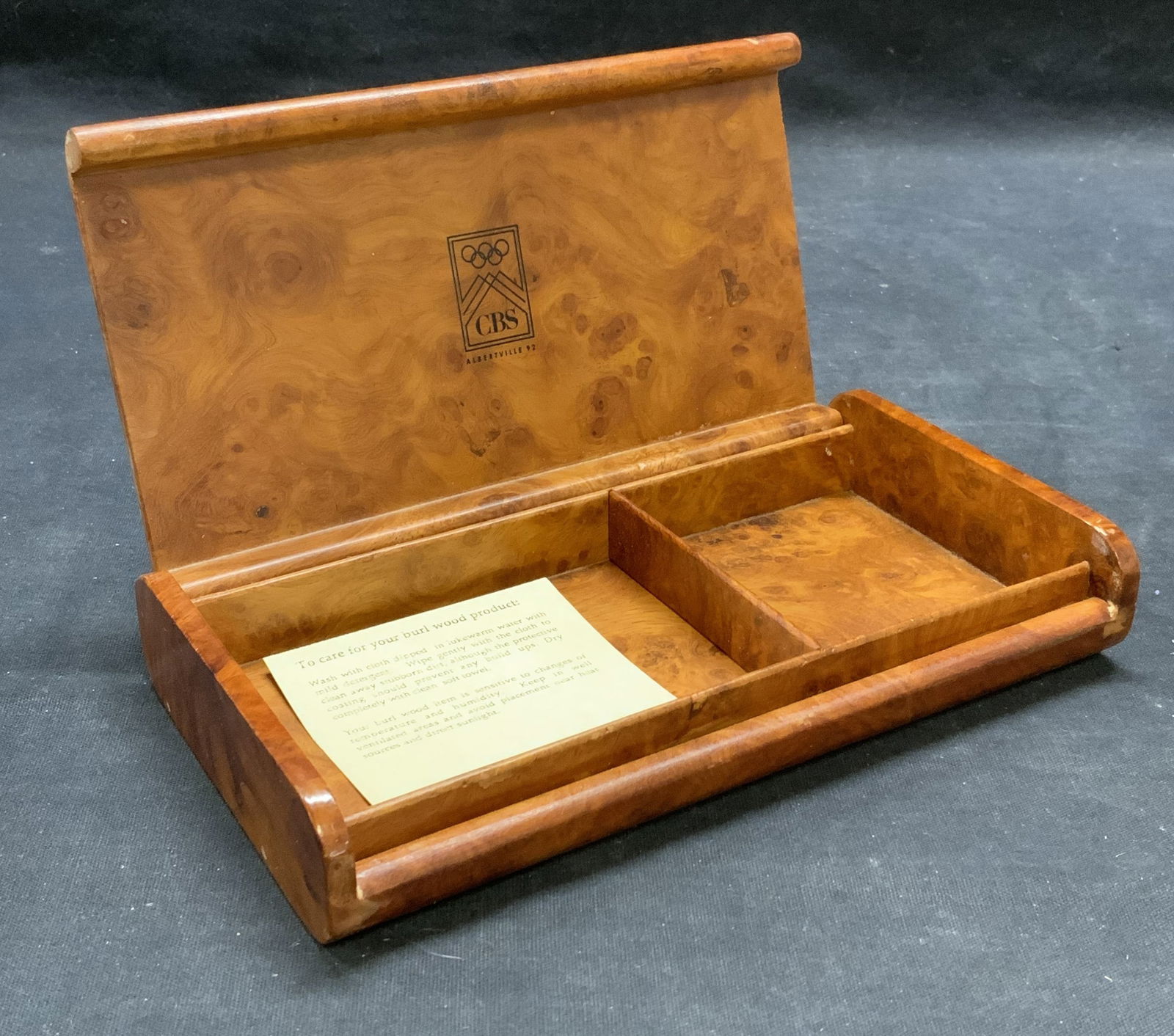CBS 1992 Olympics Burl Wood Box (1 of 6)