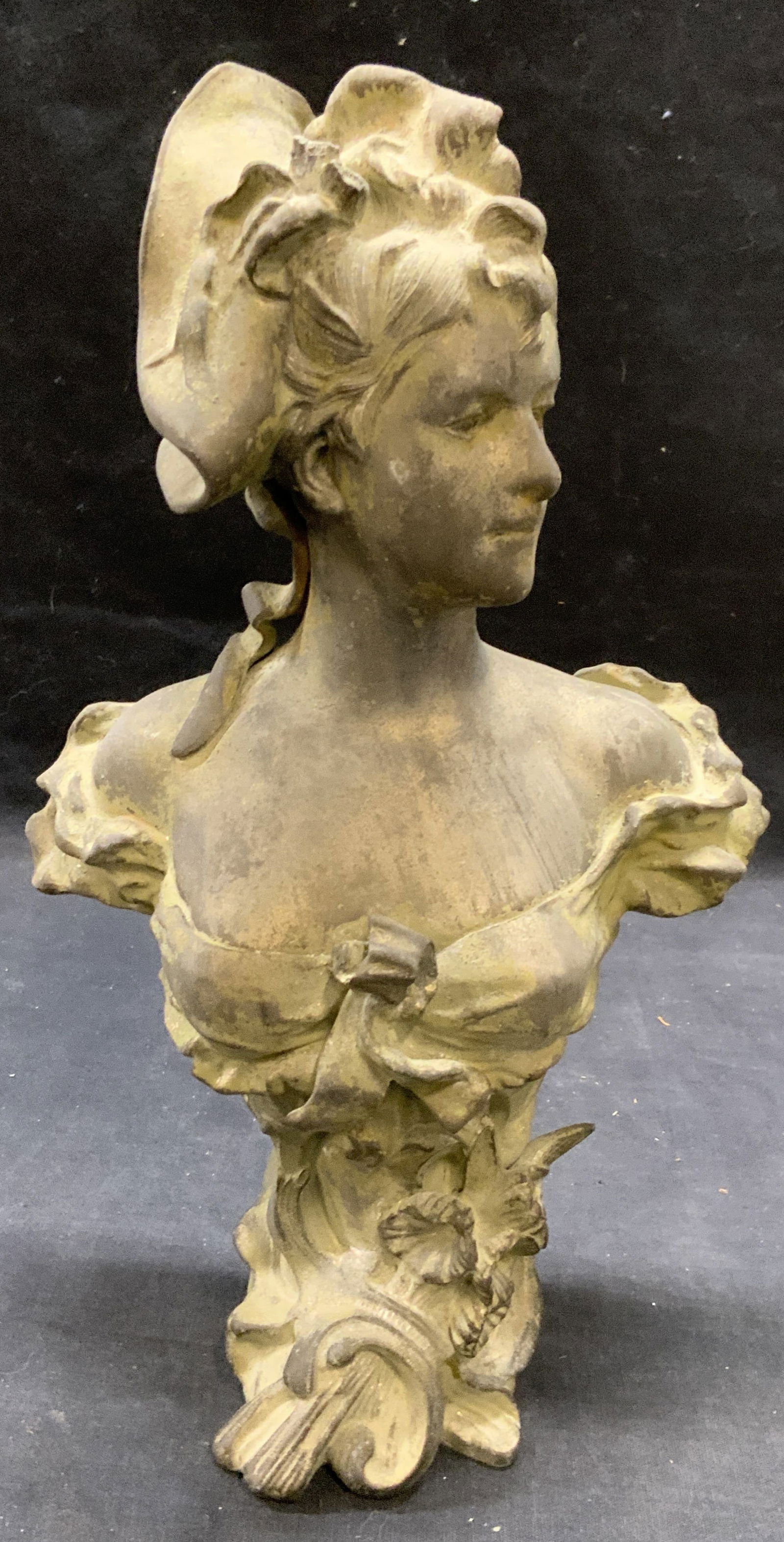 Vintage Cast Metal Female Bust Sculpture (1 of 6)