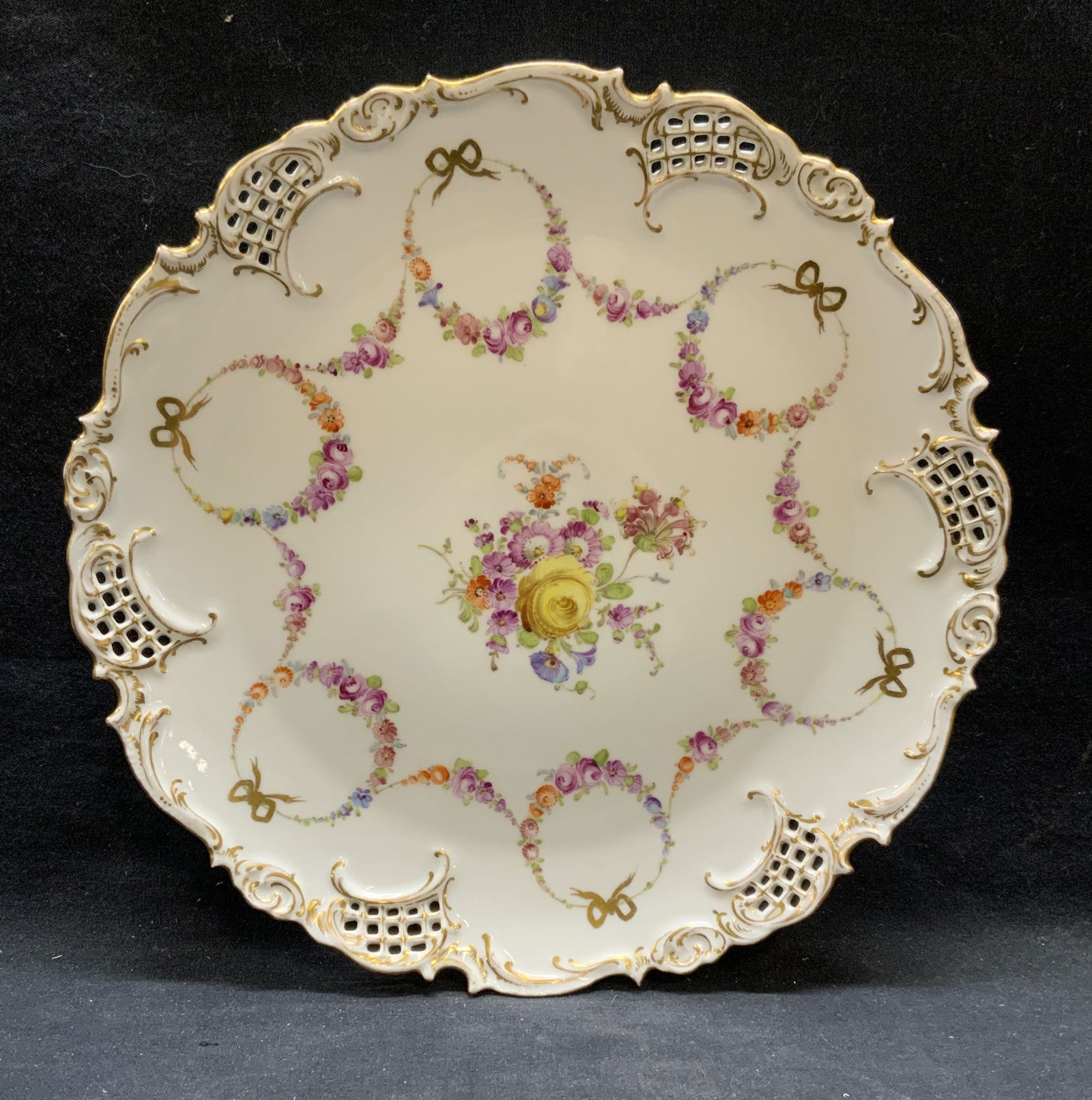 Vintage Dresden Porcelain Gilt Floral Platter (1 of 7)