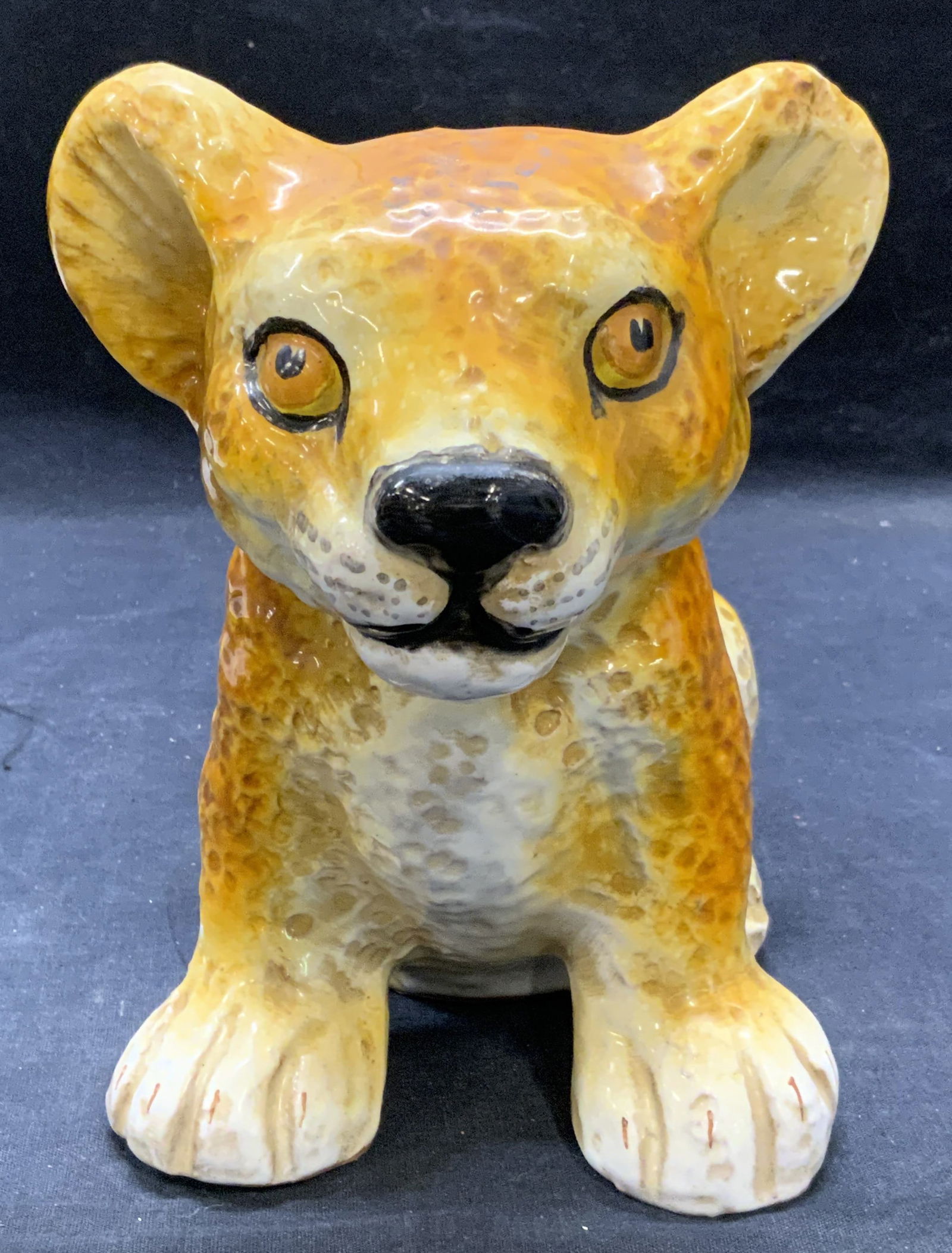 Majolica Ceramic Lion Cub Figural, Italy (1 of 7)