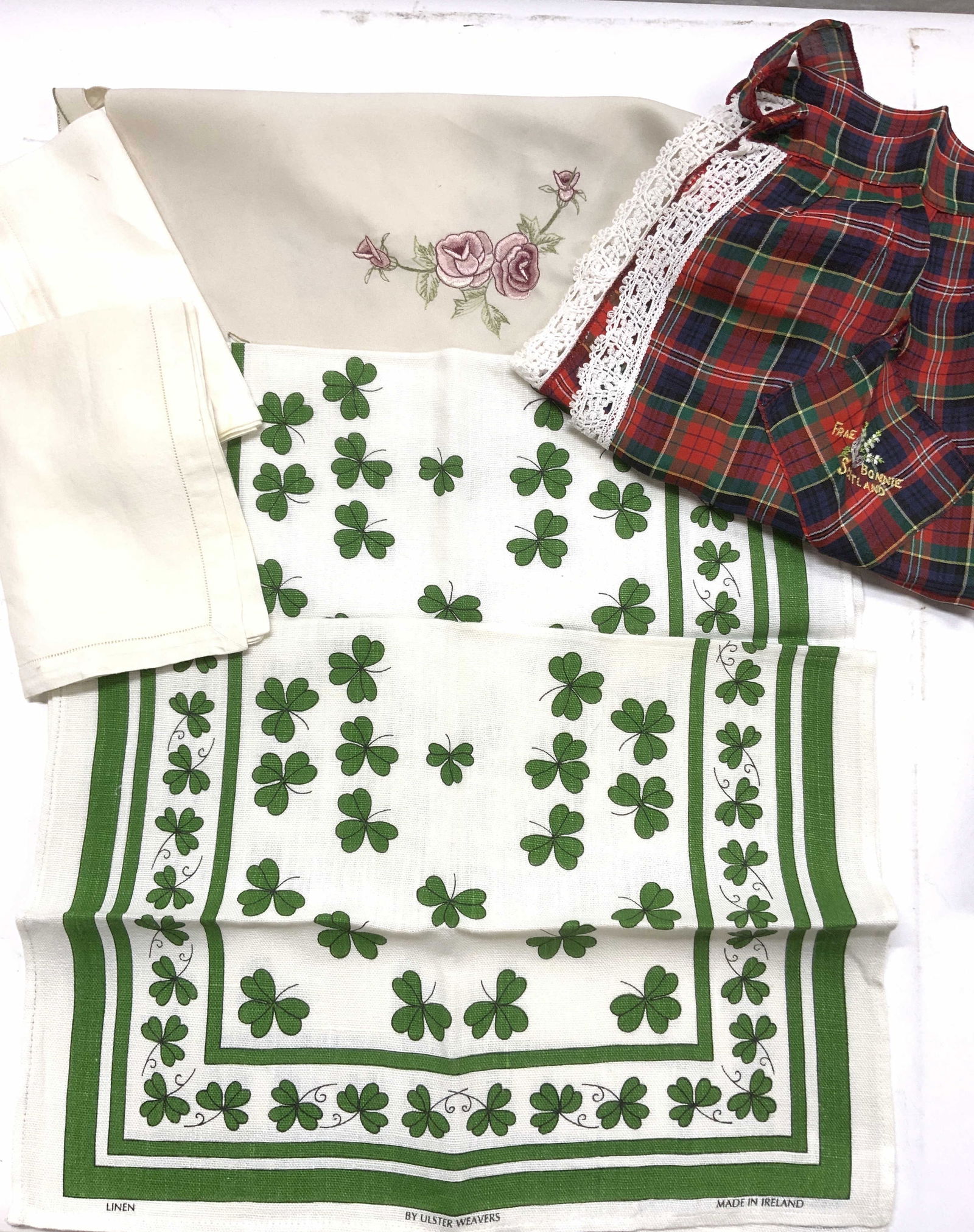 Lot 6 Irish Linen Hand/Tea Towels, Scottish Apron+ (1 of 9)