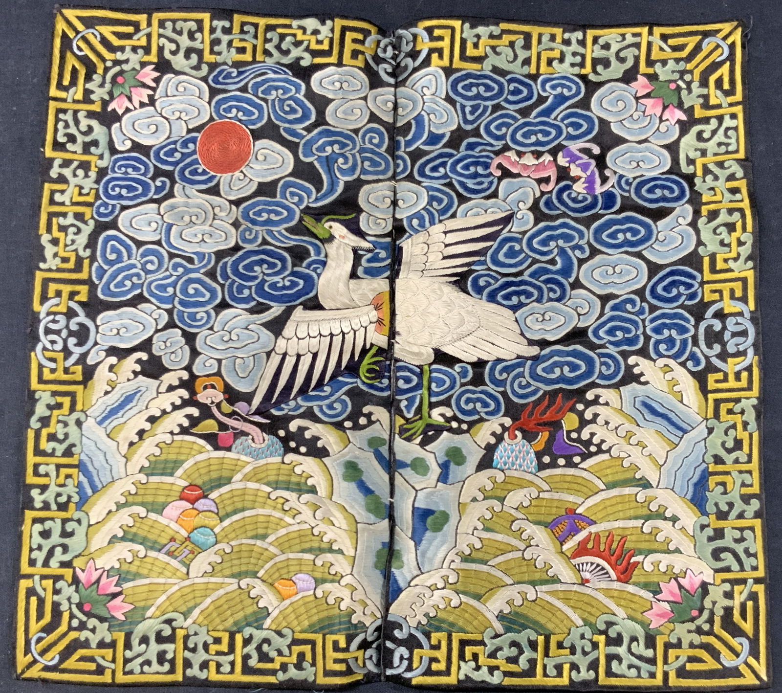 Vtg Asian Crane Embroidery Textile Panel (1 of 10)