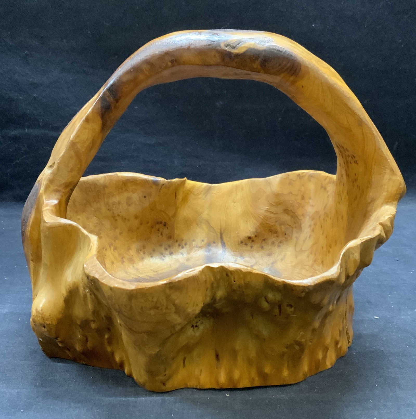 Vintage Handcrafted Burl Wood Basket (1 of 6)