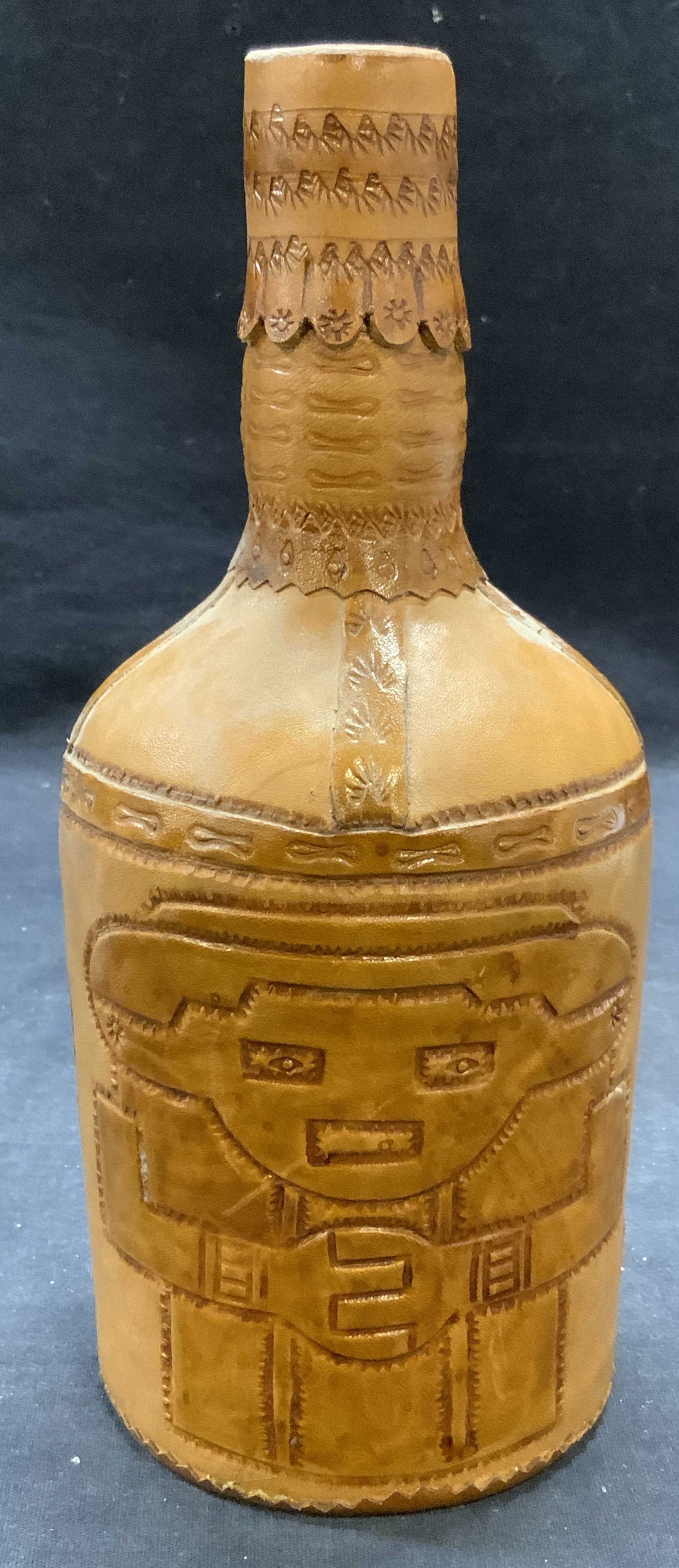 Vintage Leather Covered Glass Bottle (1 of 7)