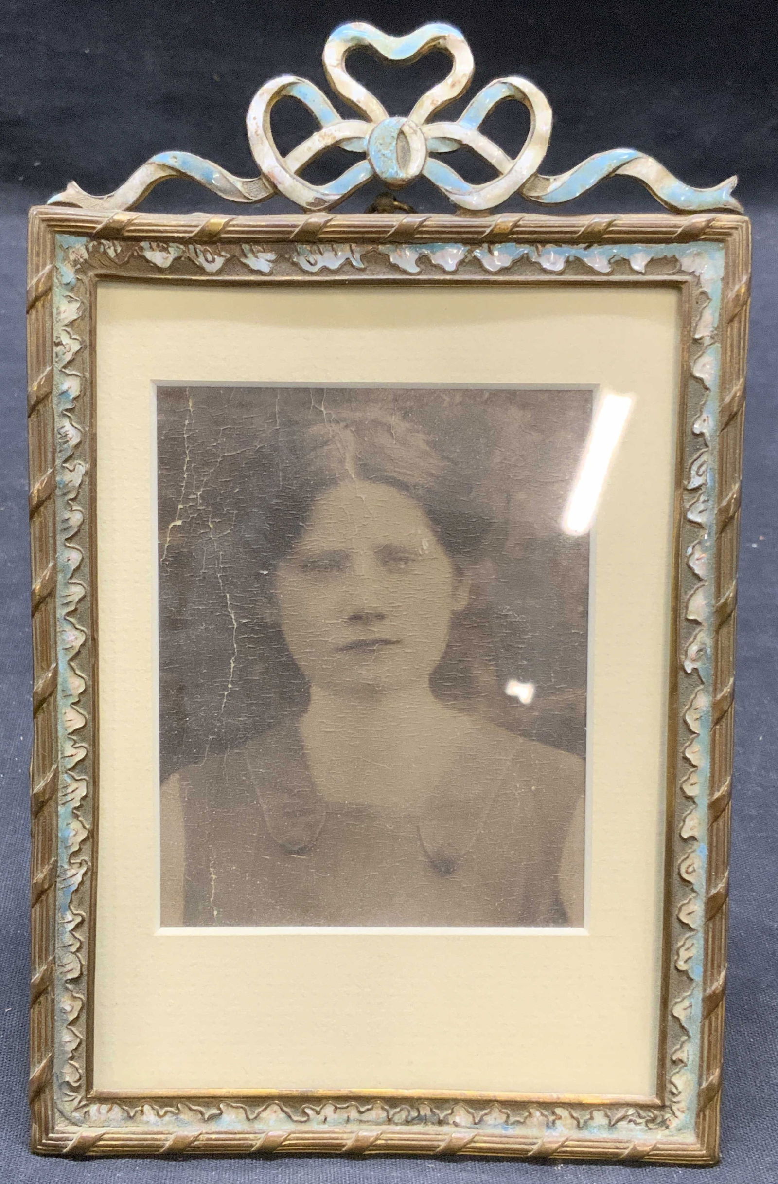 Vintage Brass Enameled Picture Frame (1 of 6)