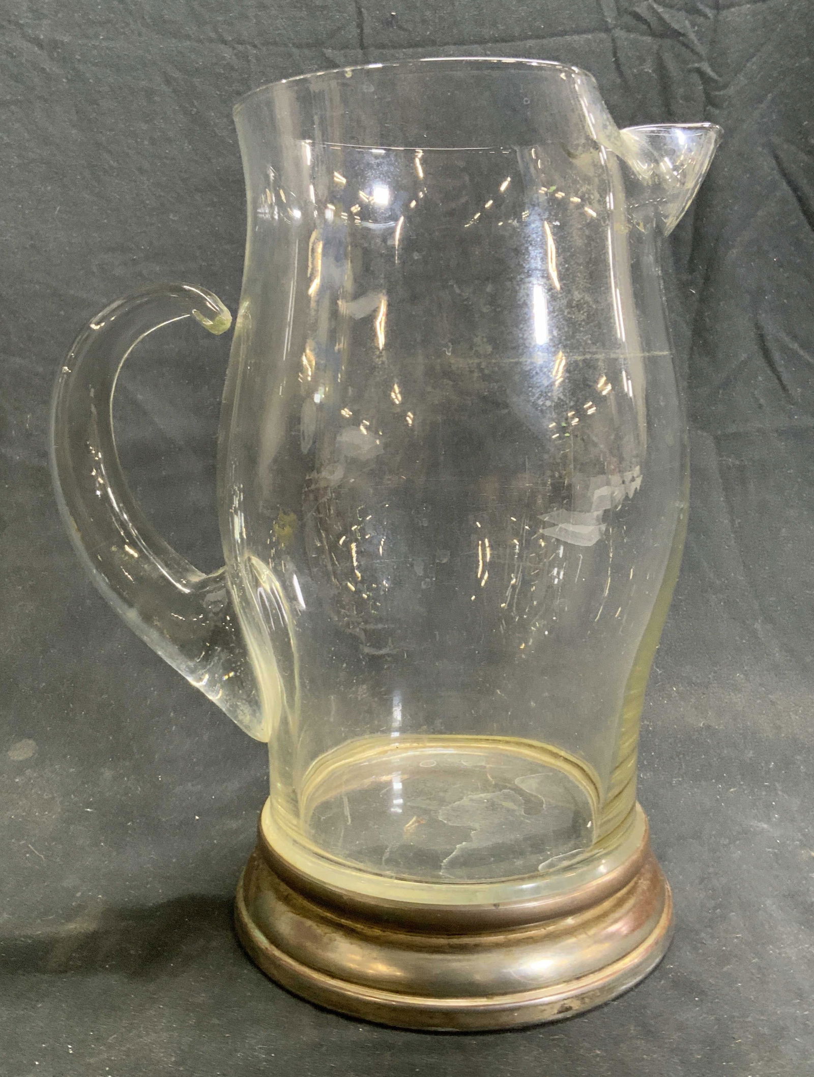 SILVER PLATE Base Glass Pitcher Vessel (1 of 7)