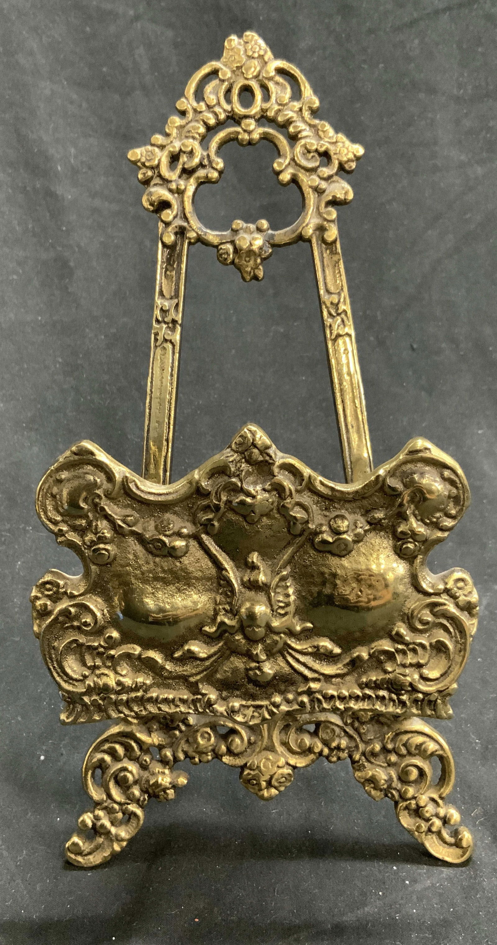 LOU EHRLICH Vntg Solid Brass Ornate Standing Easel (1 of 7)