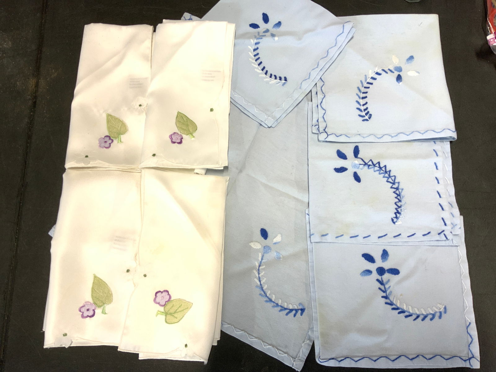9 Cotton and Satin Embroidered Dinner Napkins (1 of 6)
