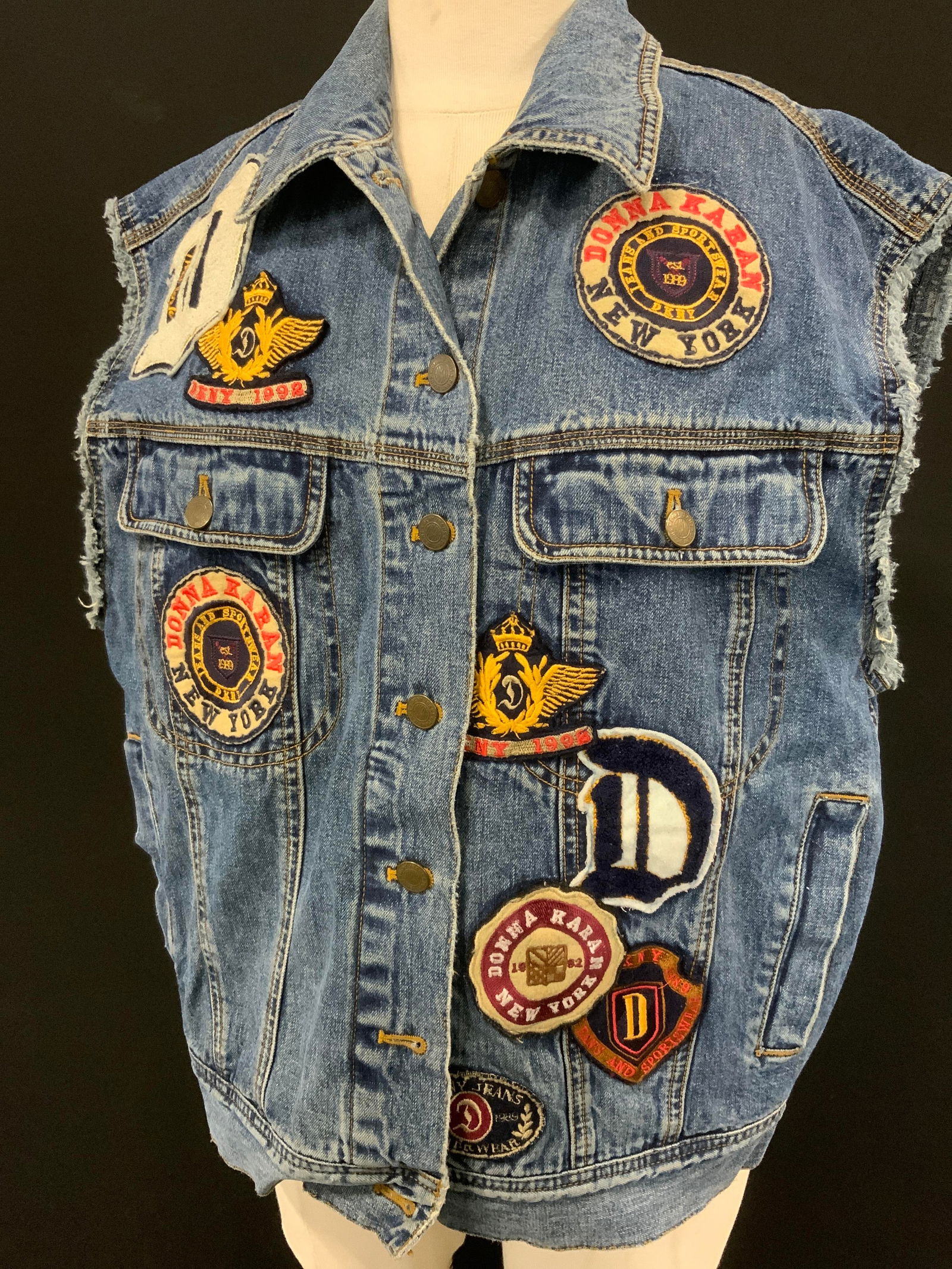 Donna Karan Jeans Denim Vest w DKNY Patches (1 of 18)