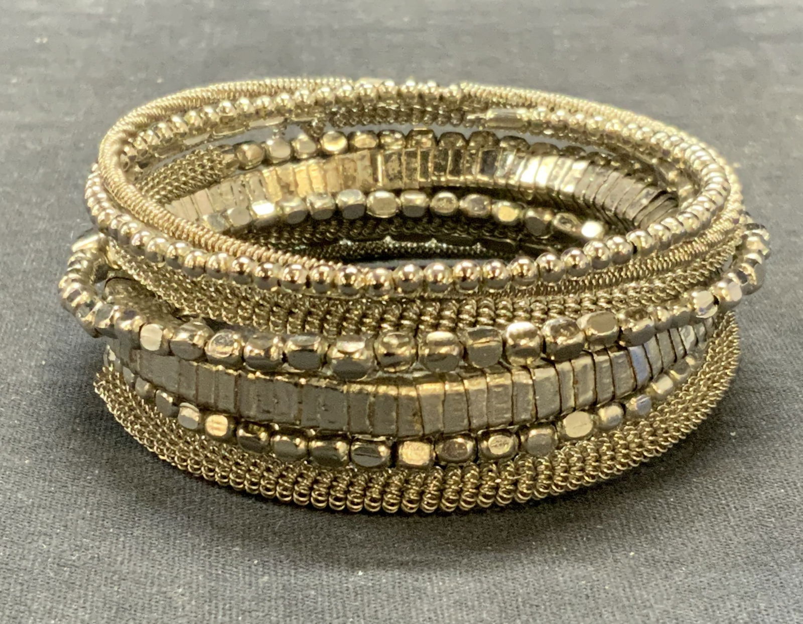Silver Tone Beaded Wrap Bracelet (1 of 6)