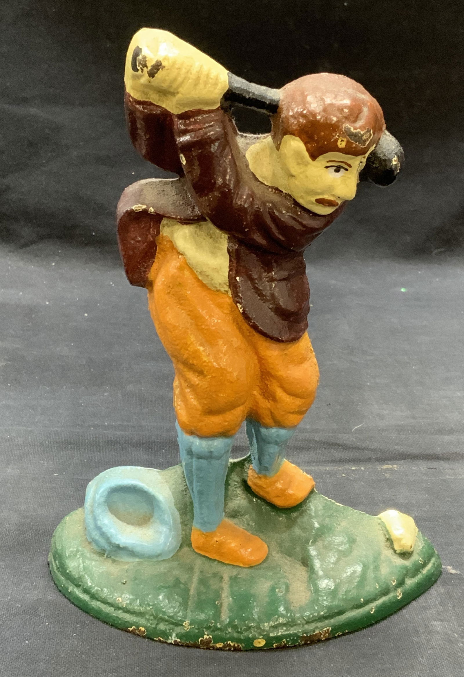 Vintage Painted Cast Iron Gold Figural Doorstop (1 of 6)