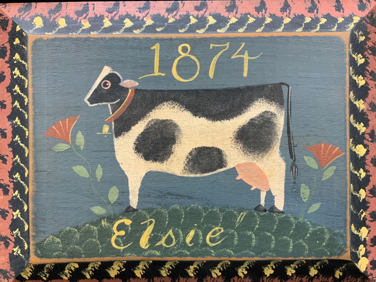 Hand Painted 1874 Elsie Cow Wooden Panel (1 of 6)