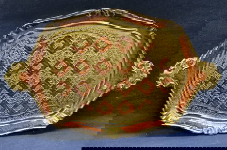 Vintage Gilt Wood Florentine Tray: Vintage gilt wood Florentine tray. Craved surface with scroll motif. Craved handle detail. Measures approx. 14.25 x 9 inches. Some surface wear including scratching and loss to paint observed.