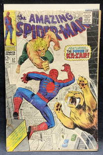 Marvel Comics Amazing Spider Man #57, 1967: Marvel Comics The Amazing Spider Man issue number 57. Published by Marvel Comics, 1967. Measures approx. 10.25 x 6.75 inches. Wear to cover, pages, and binding consistent with exposure. Comic