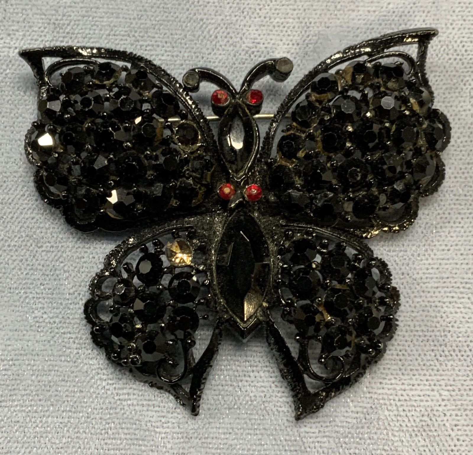 Vintage Weiss Black Crystal Butterfly Brooch (1 of 7)