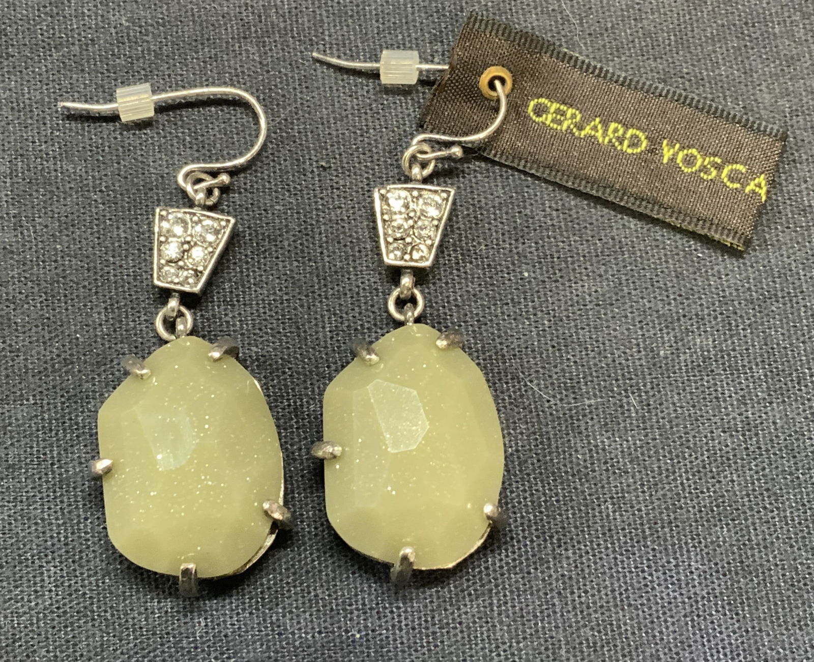Gerard Yosca Green Crystal Earrings NWT (1 of 6)